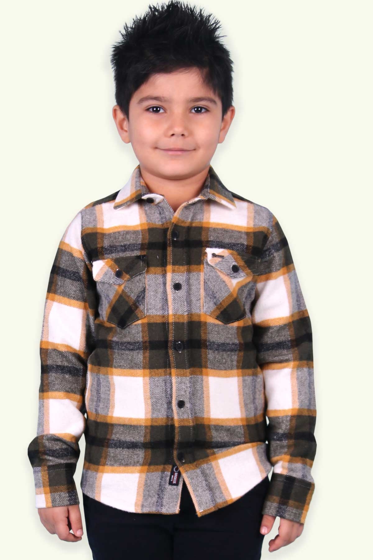 Erkek Çocuk Oduncu Gömlek Ekoseli Koyu Yeşil (8-10 Yaş) - BREEZE