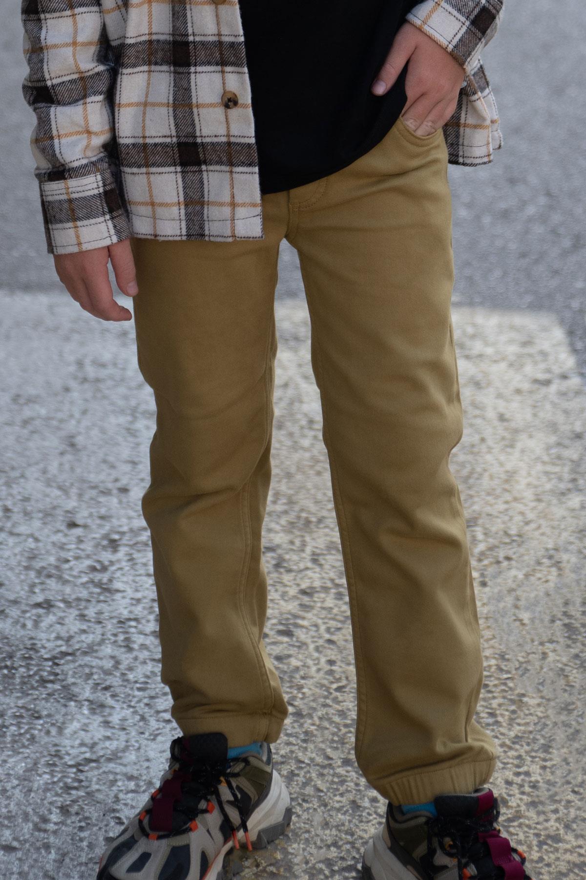 Breeze Erkek Çocuk Pantolon Bağcıklı Beli Paçası Lastikli Haki Yeşil (6-10 Yaş)