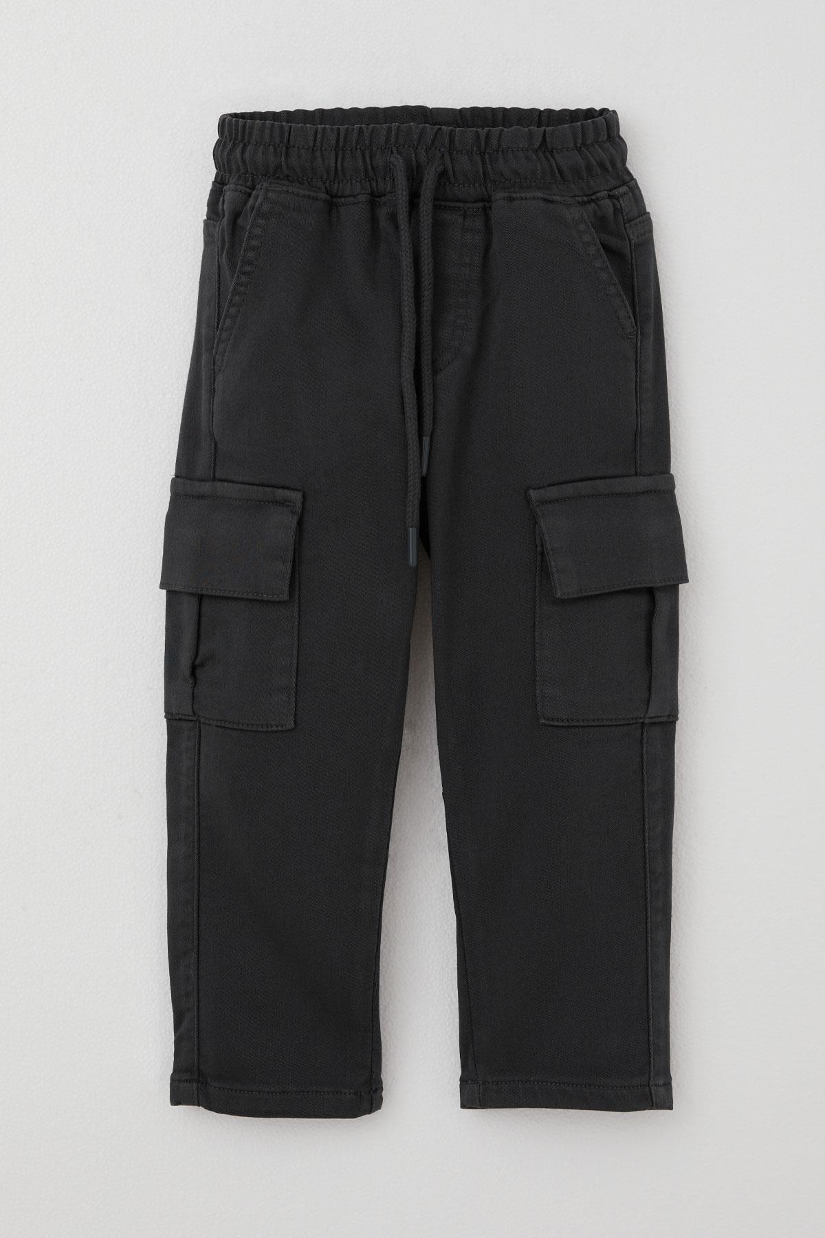 Breeze Erkek Çocuk Pantolon Kargo Cepli Beli Lastikli Füme (1.5-5 Yaş)