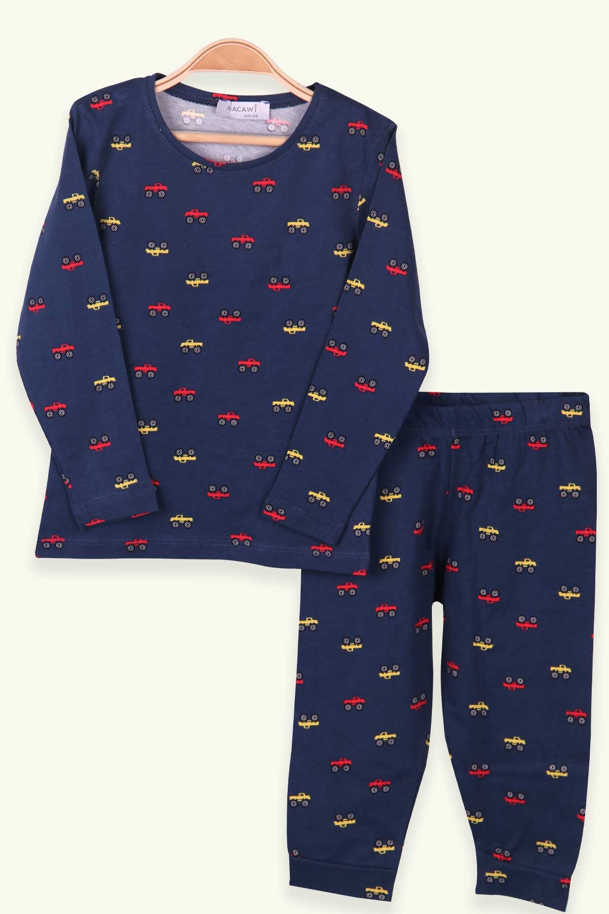 Breeze Erkek Çocuk Pijama Takımı Araba Desenli Lacivert (1.5-5 Yaş)