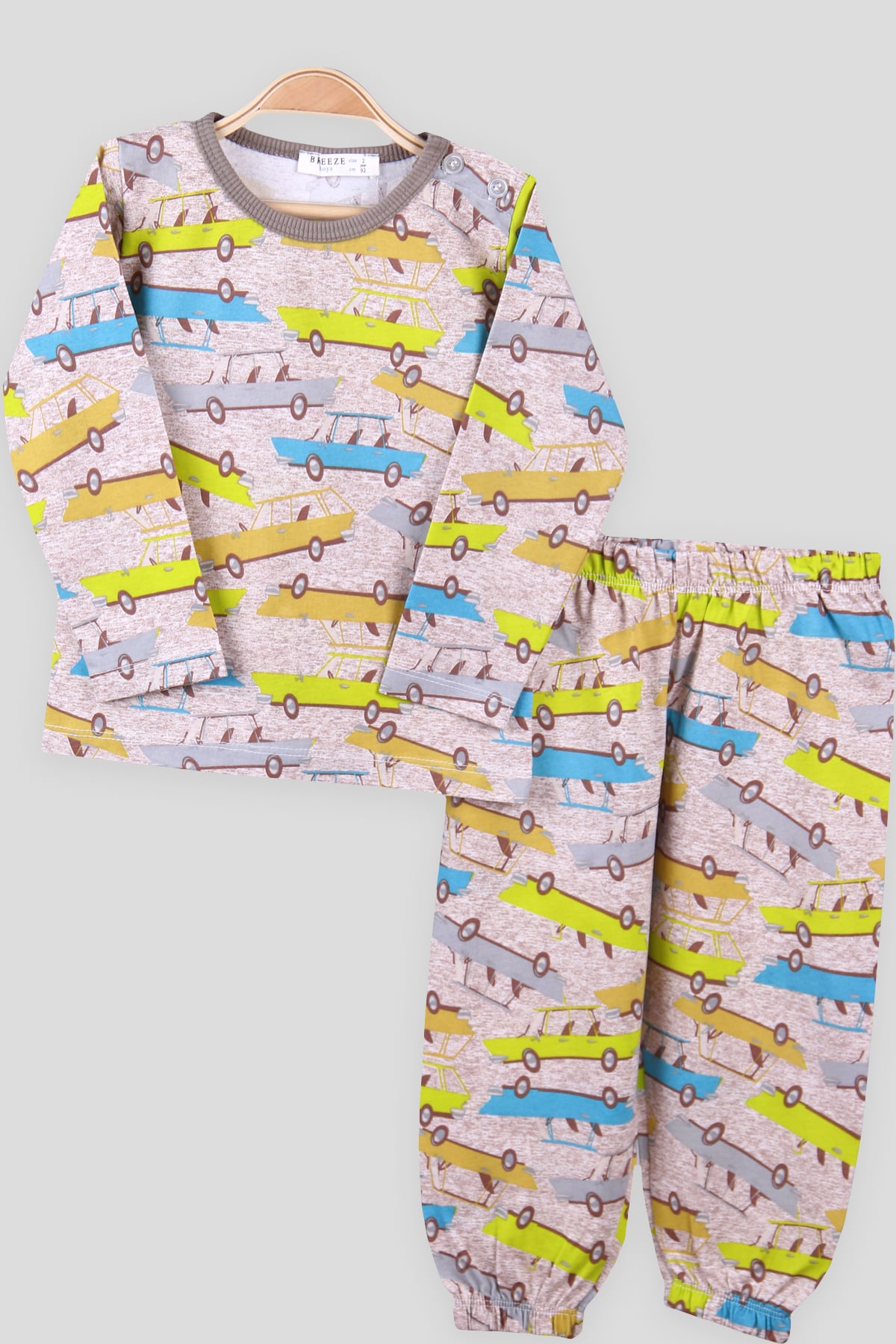 Breeze Erkek Çocuk Pijama Takımı Arabalı Yeşil (2-6 Yaş)