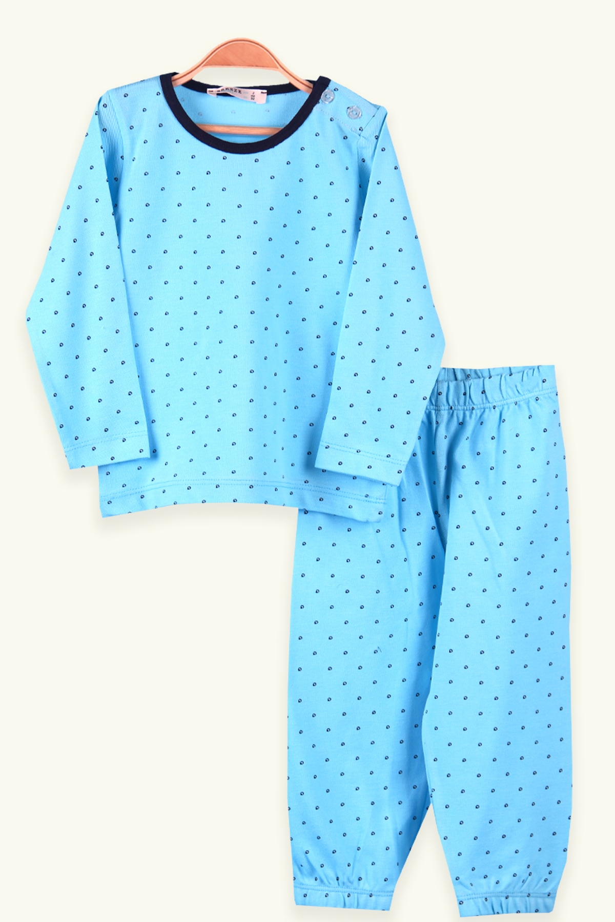 Erkek Çocuk Pijama Takımı Puantiyeli Mavi 4 Yaş - Yumuşak Kumaş | Breeze