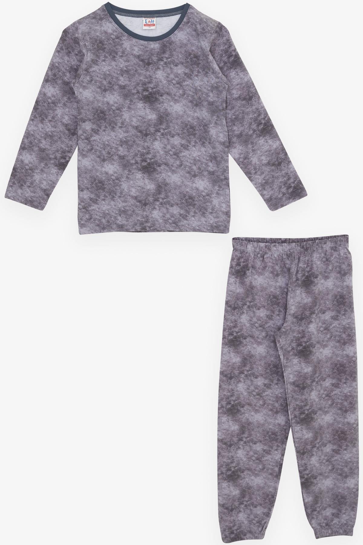 Breeze Erkek Çocuk Pijama Takımı Batik Desenli Füme (4-8 Yaş)