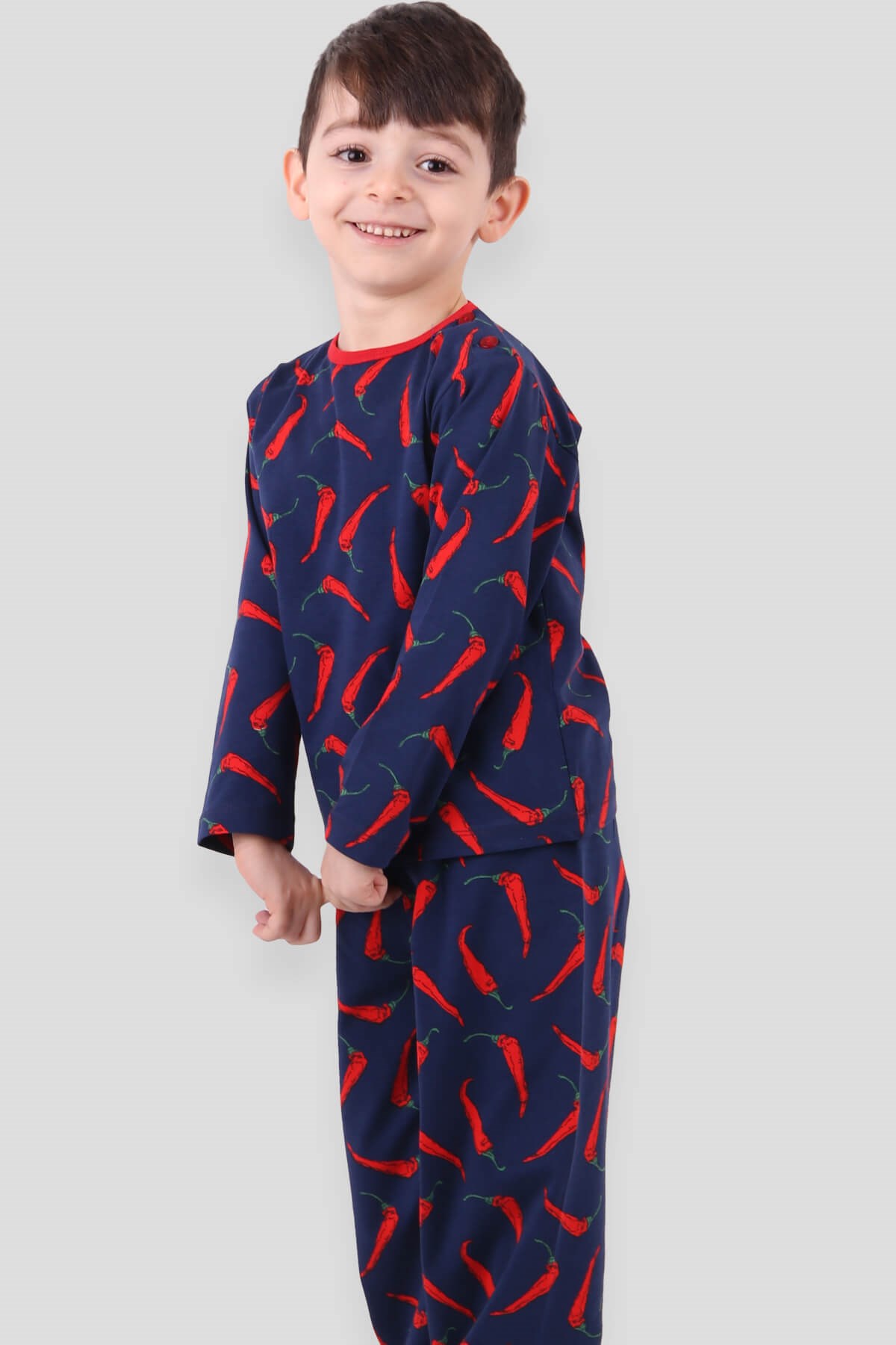 Breeze Erkek Çocuk Pijama Takımı Biberli Lacivert (1-3 Yaş)
