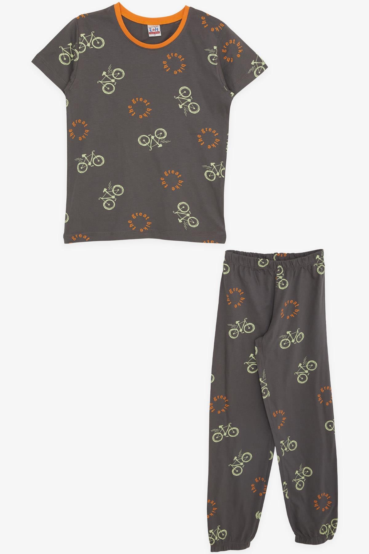 Breeze Erkek Çocuk Pijama Takımı Bisiklet Desenli Haki Yeşil (4-8 Yaş)