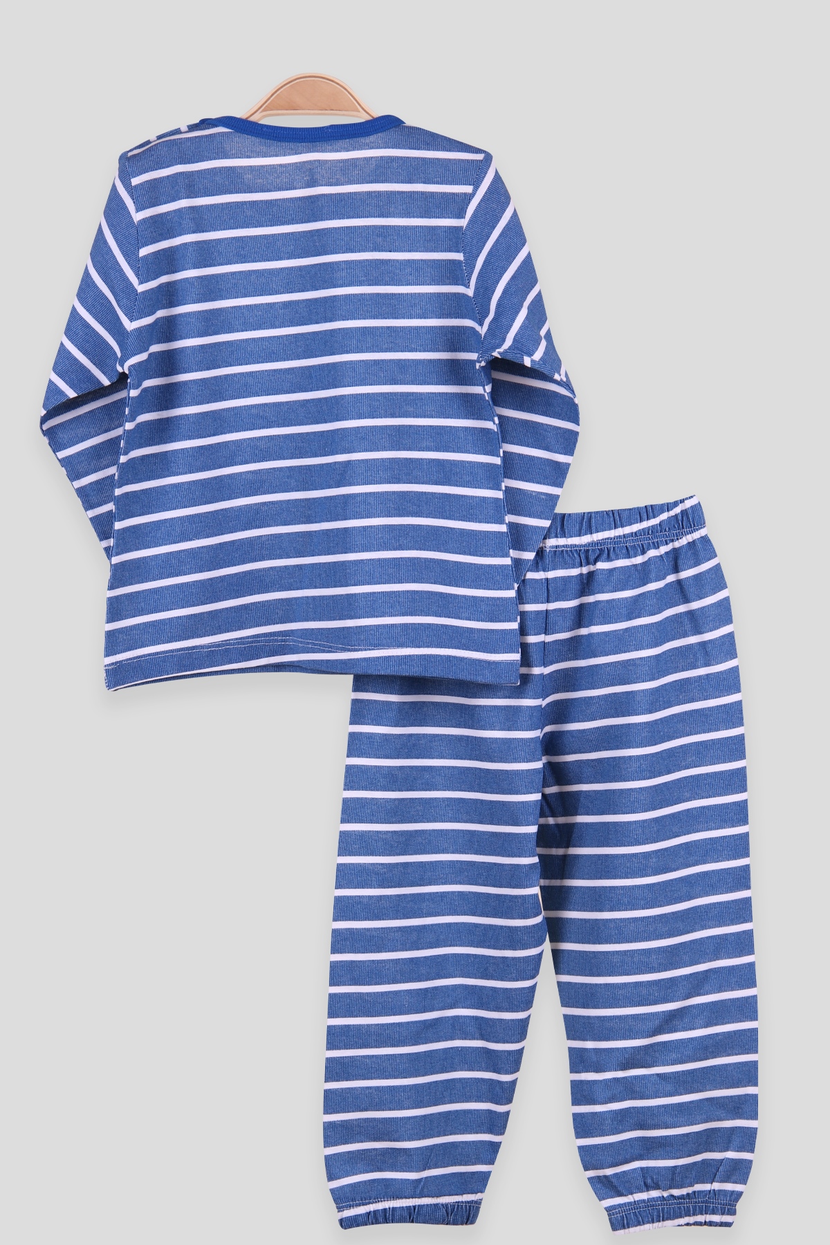 Erkek Çocuk Pijama Takımı Çizgili Mavi 6 Yaş - Yumuşak Kumaş | Breeze