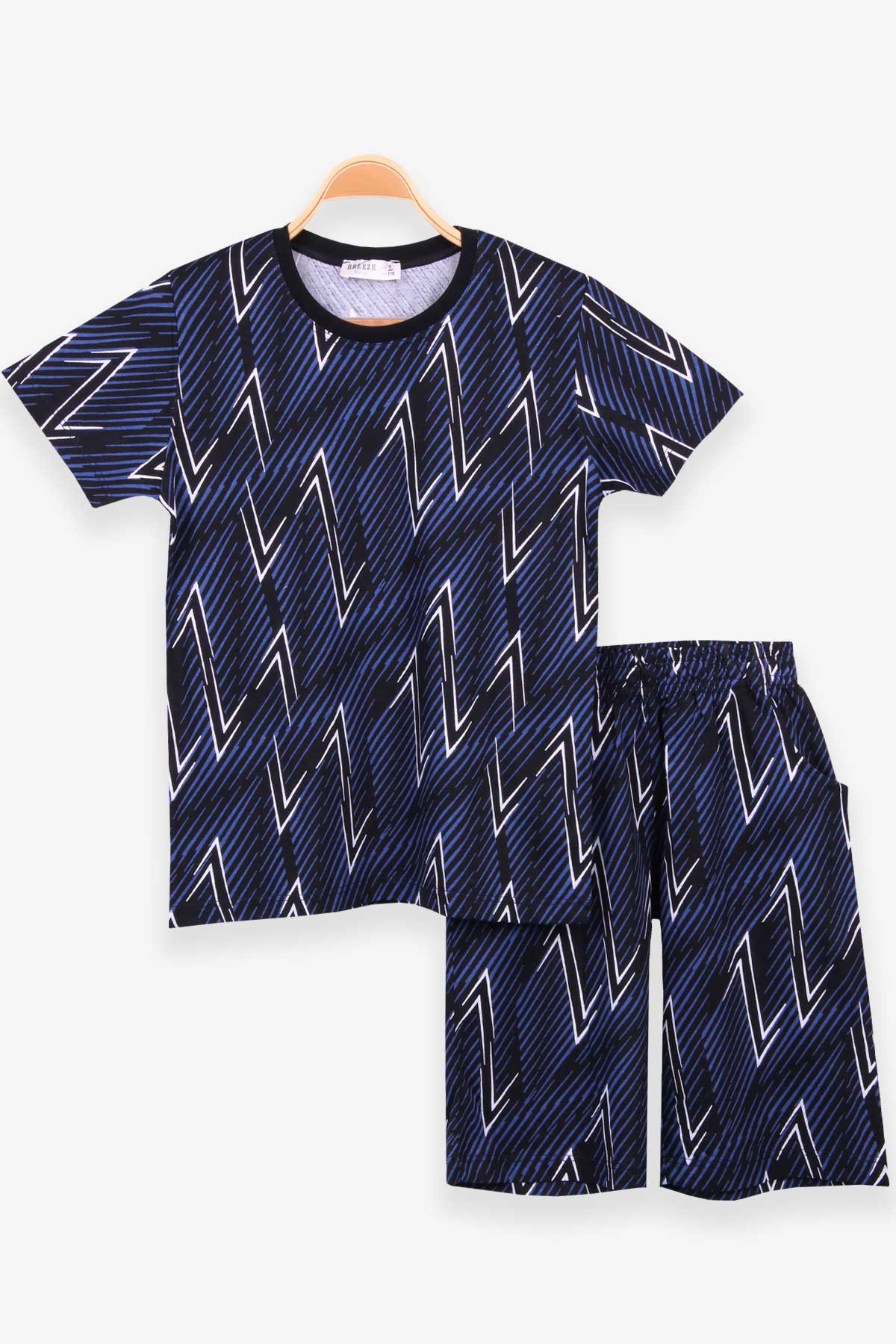 Breeze Erkek Çocuk Pijama Takımı Desenli Koyu Mavi (6-12 Yaş)