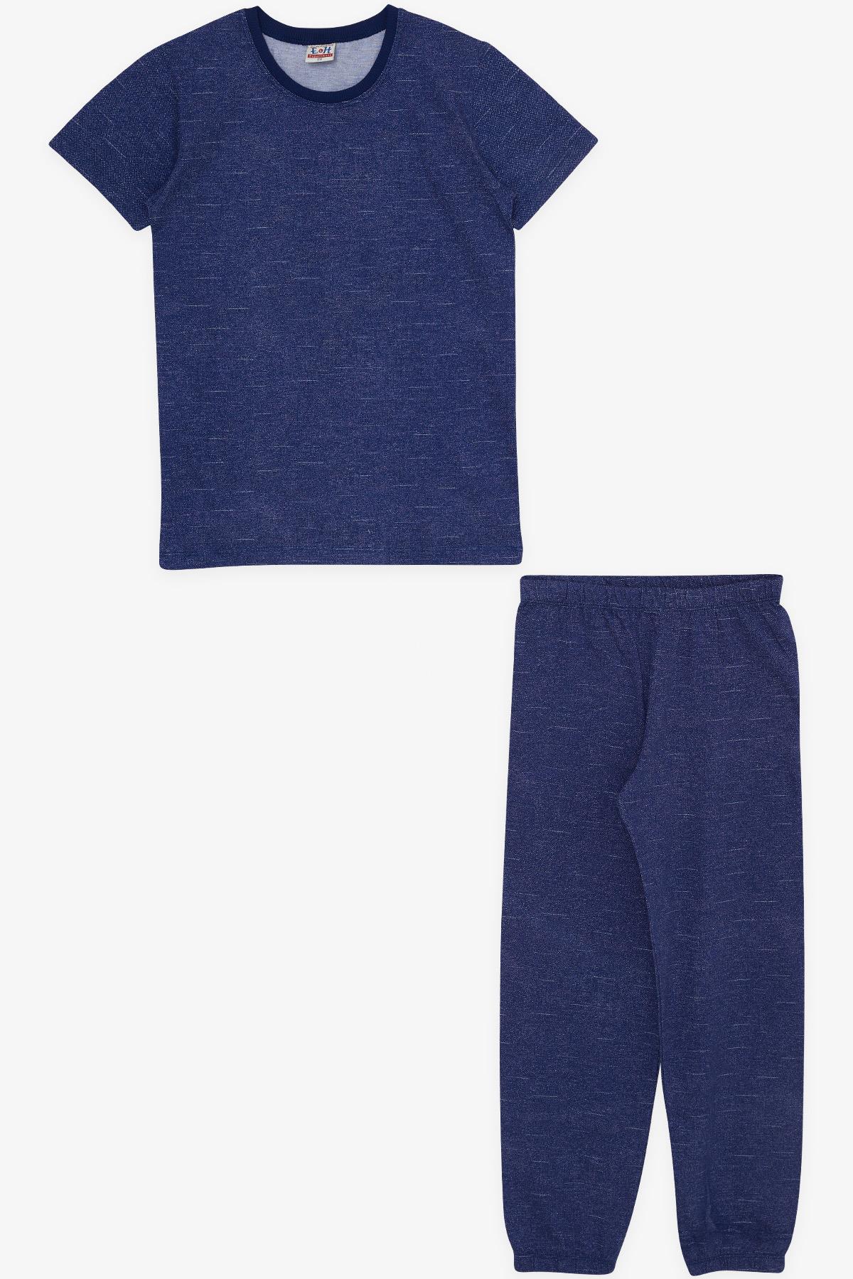 Breeze Erkek Çocuk Pijama Takımı Desenli Koyu Mavi (4-8 Yaş)