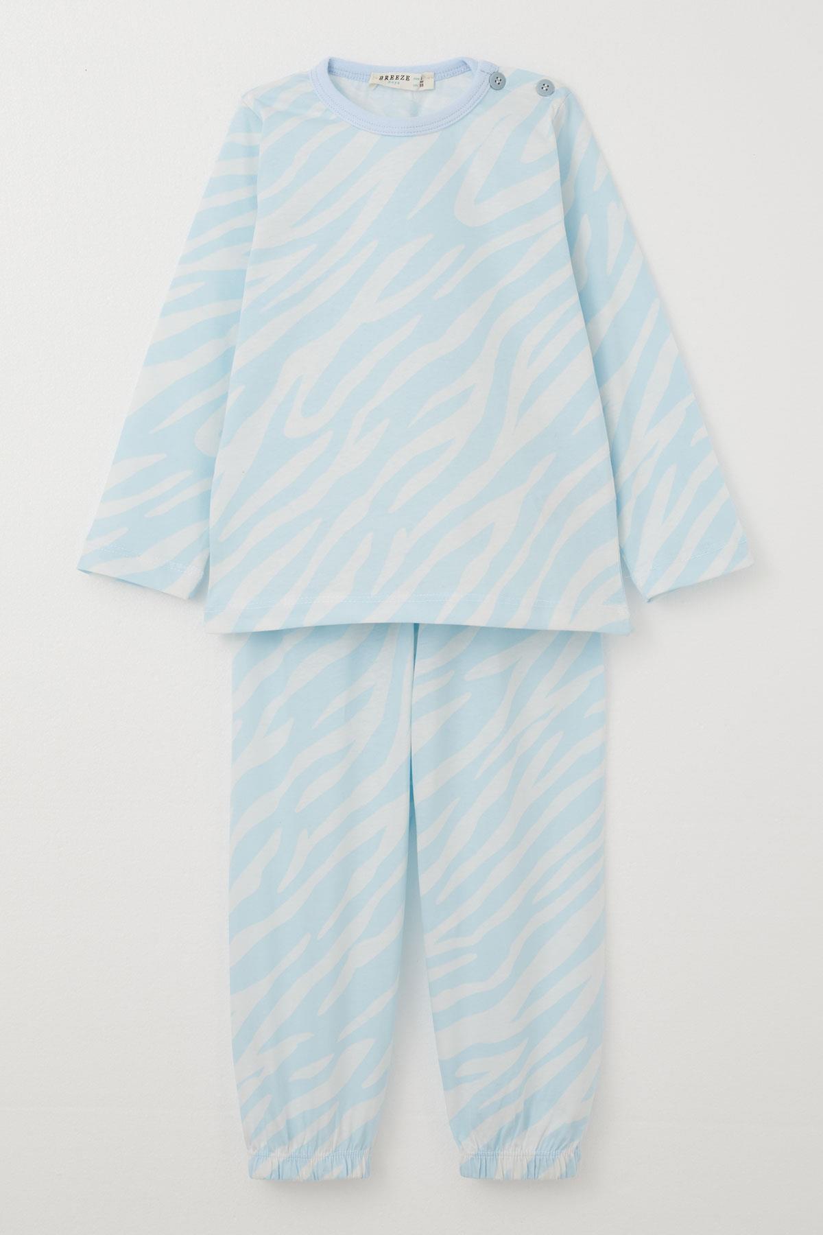 Breeze Erkek Çocuk Pijama Takımı Desenli Açık Mavi (1-3 Yaş)