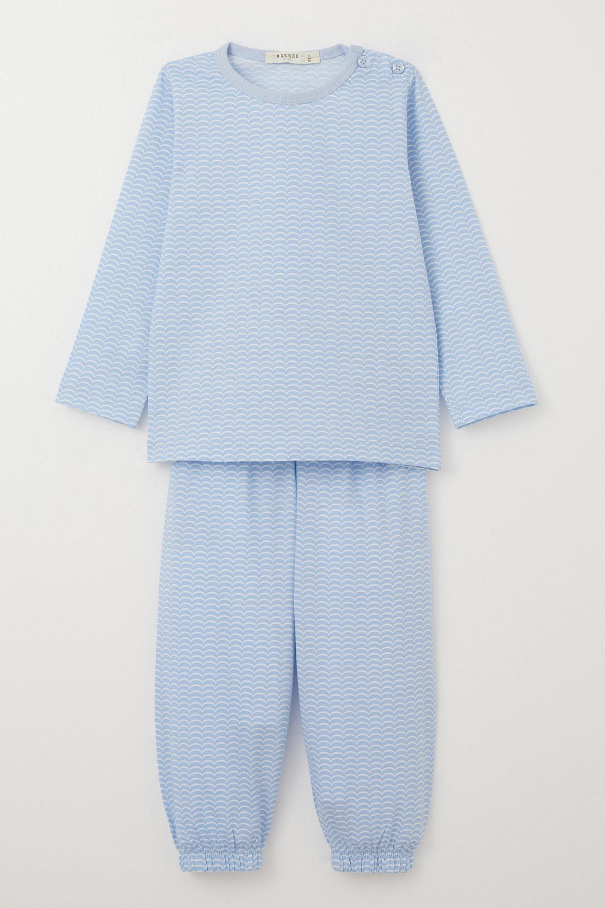 Breeze Erkek Çocuk Pijama Takımı Desenli Açık Mavi (1-3 Yaş)