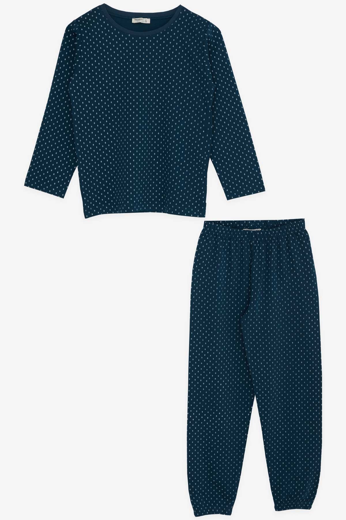 Breeze Erkek Çocuk Pijama Takımı Desenli Koyu Mavi (4-8 Yaş)