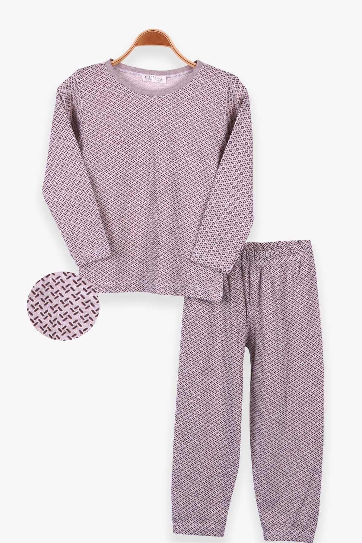 Breeze Erkek Çocuk Pijama Takımı Desenli Bej (4-8 Yaş)
