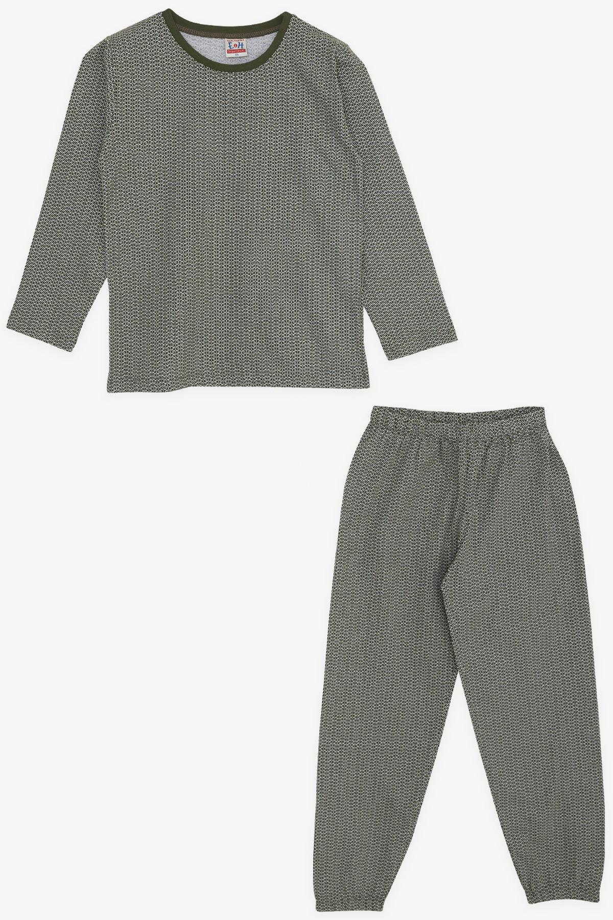 Breeze Erkek Çocuk Pijama Takımı Desenli Haki Yeşil (4-8 Yaş)