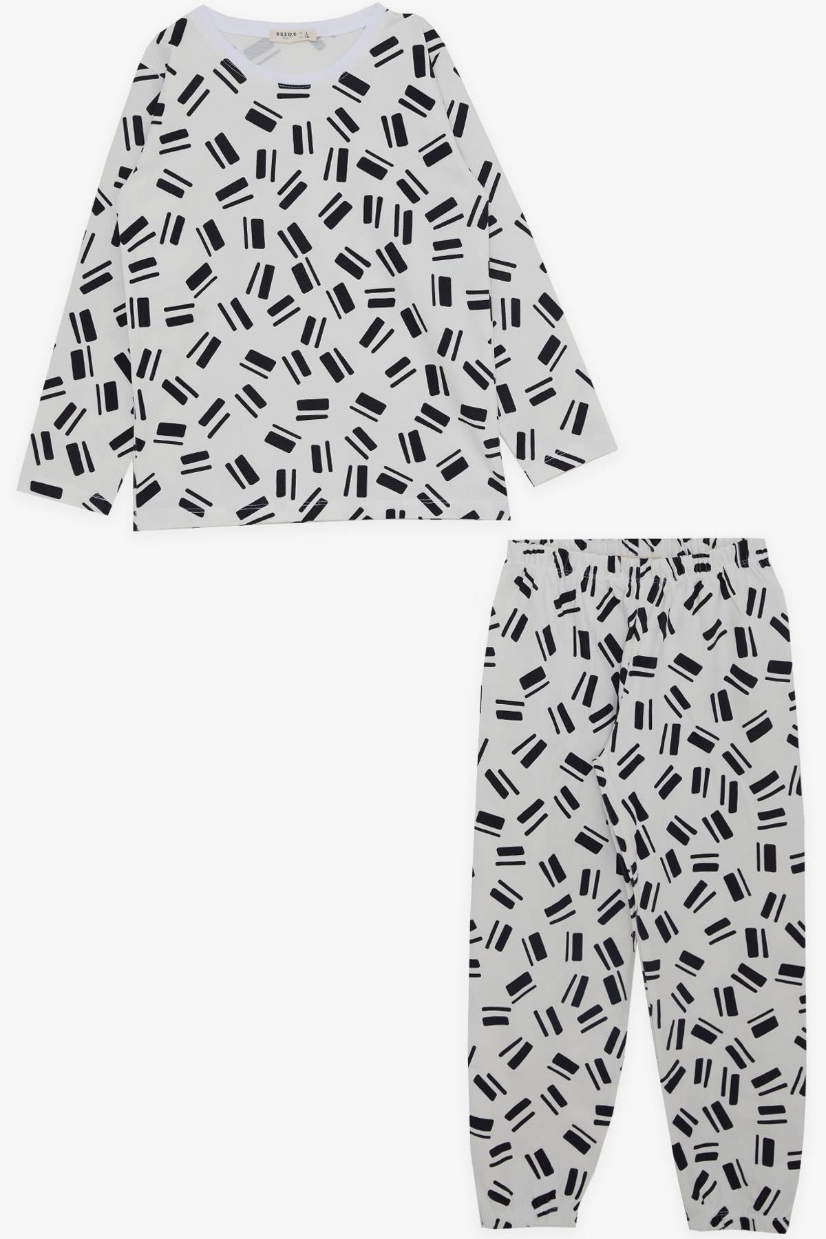 Breeze Erkek Çocuk Pijama Takımı Desenli Beyaz (5-9 Yaş)