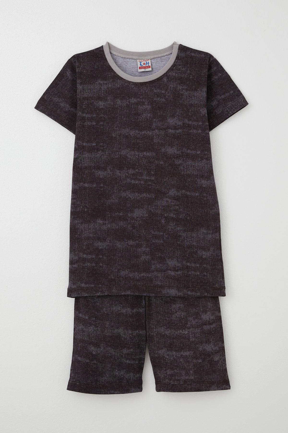Breeze Erkek Çocuk Pijama Takımı Desenli Kahverengi (4-8 Yaş)