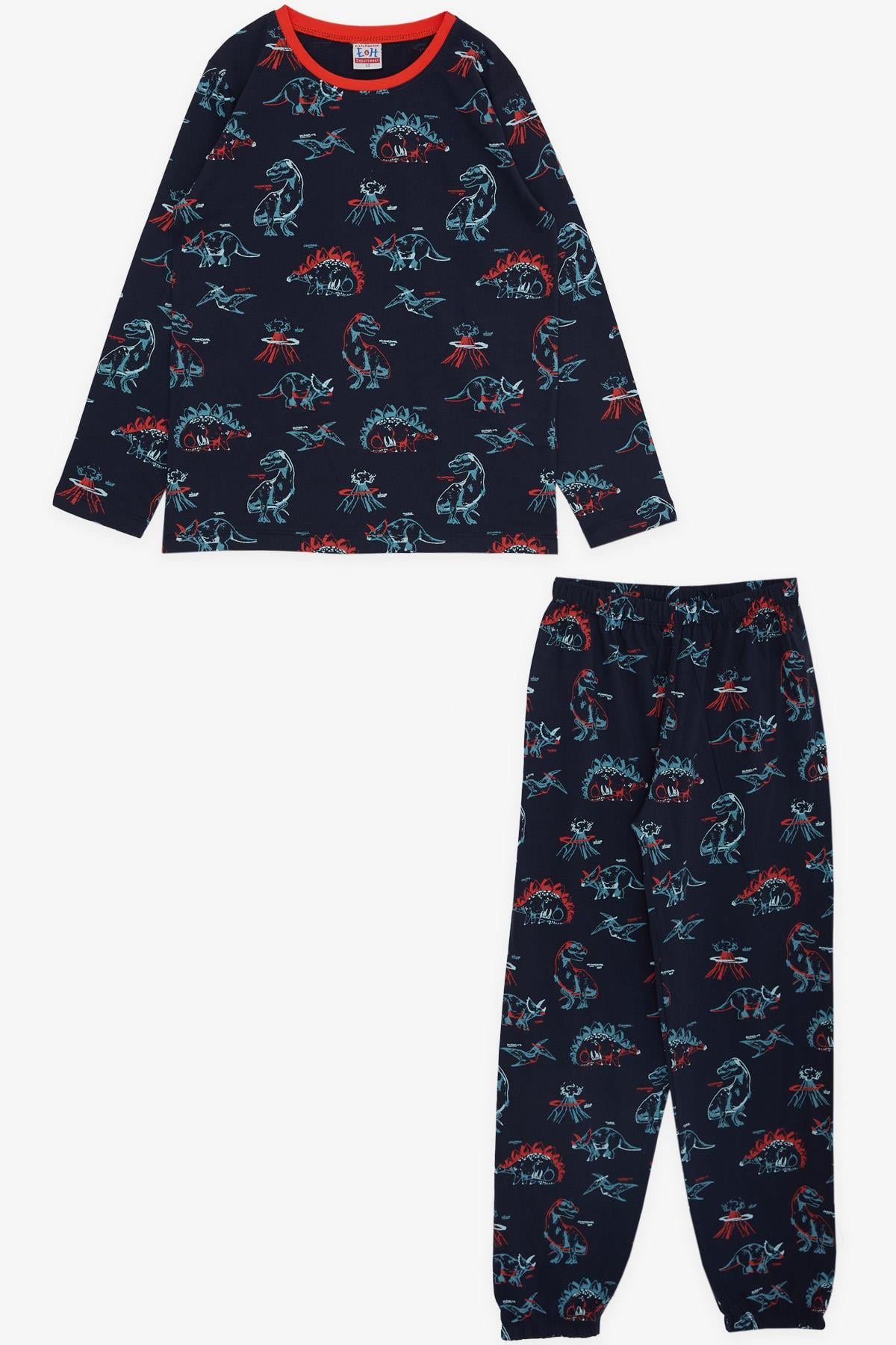 Breeze Erkek Çocuk Pijama Takımı Dinazor Desenli Lacivert (9-12 Yaş)