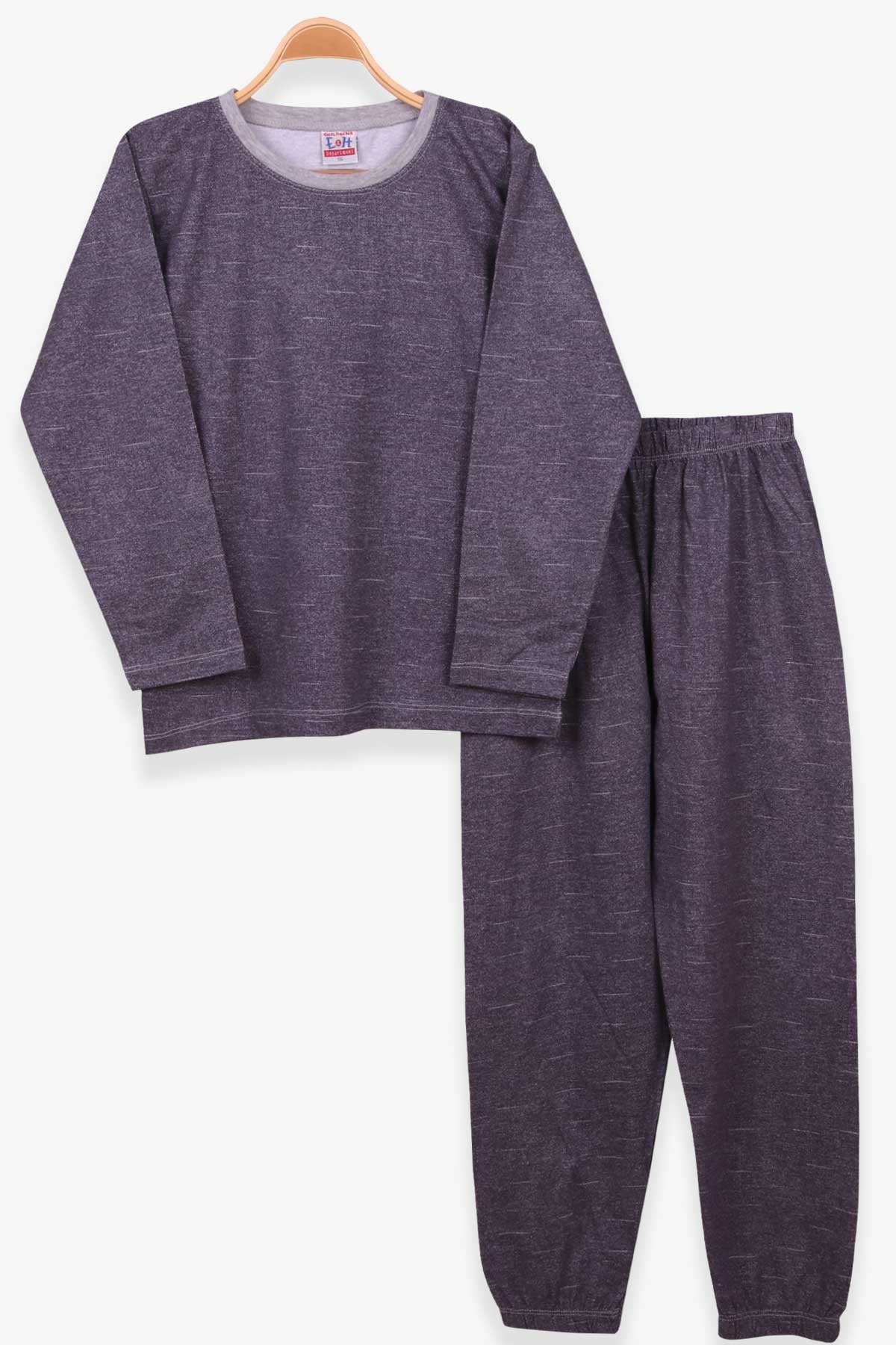 Breeze Erkek Çocuk Pijama Takımı Düz Renk Füme (9-14 Yaş)
