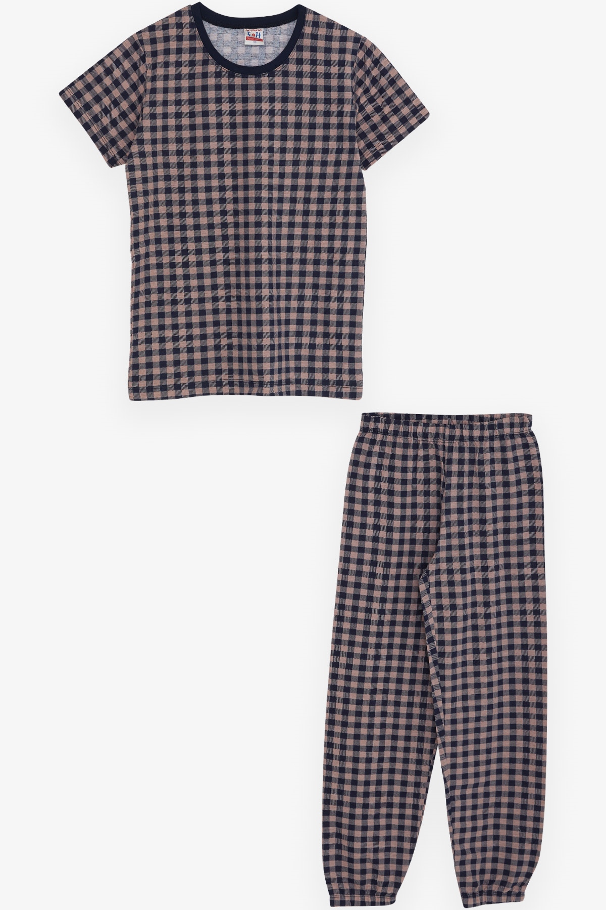 Breeze Erkek Çocuk Pijama Takımı Ekose Desenli Açık Kahverengi (4-8 Yaş)