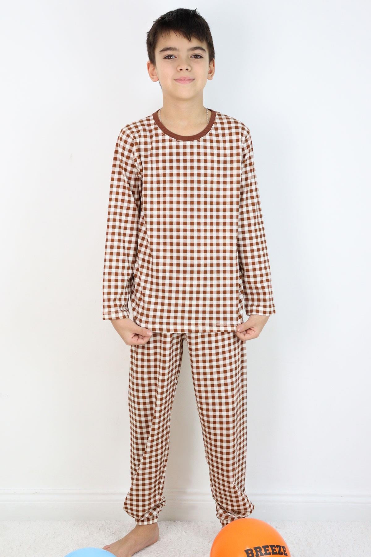 Breeze Erkek Çocuk Pijama Takımı Ekose Desenli Karışık Renk (9-12 Yaş)