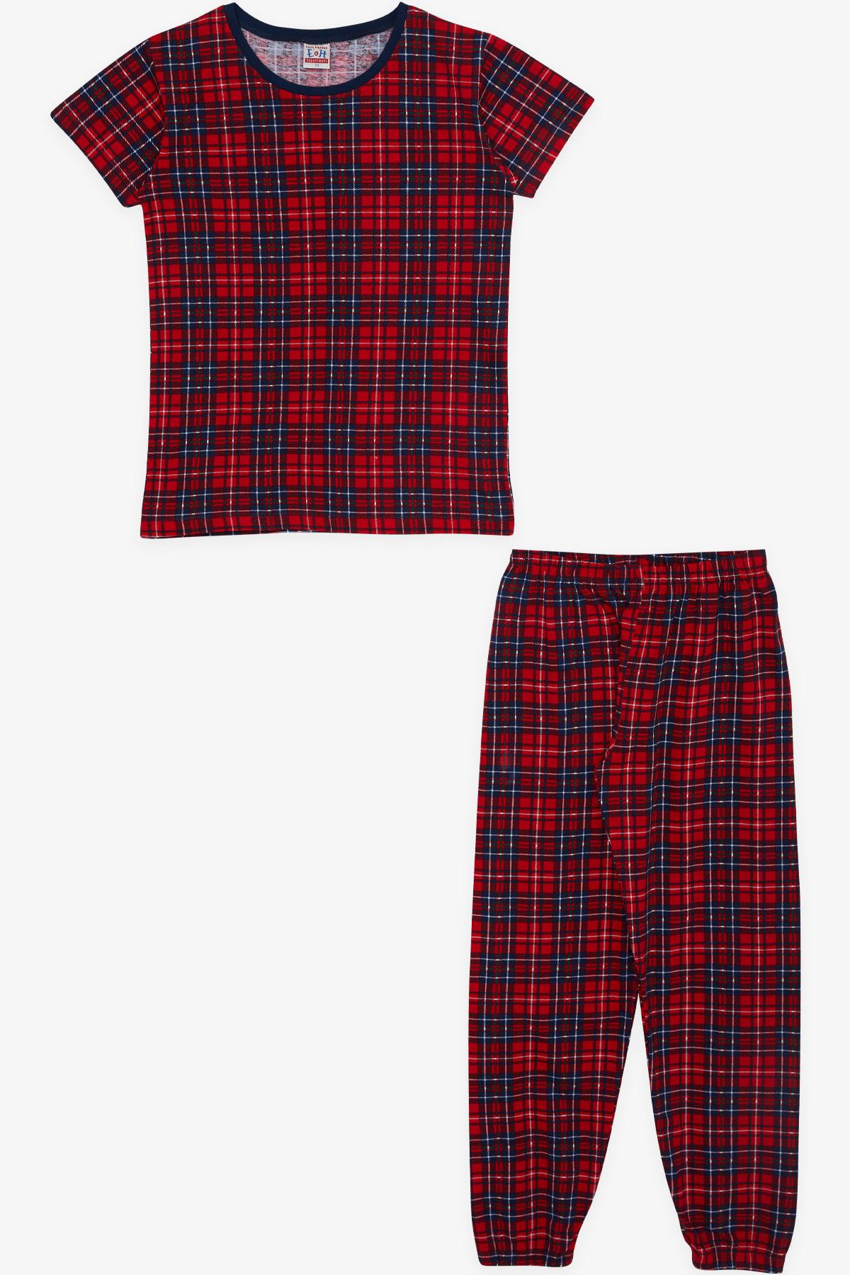 Breeze Erkek Çocuk Pijama Takımı Ekose Desenli Kırmızı (9-14 Yaş)