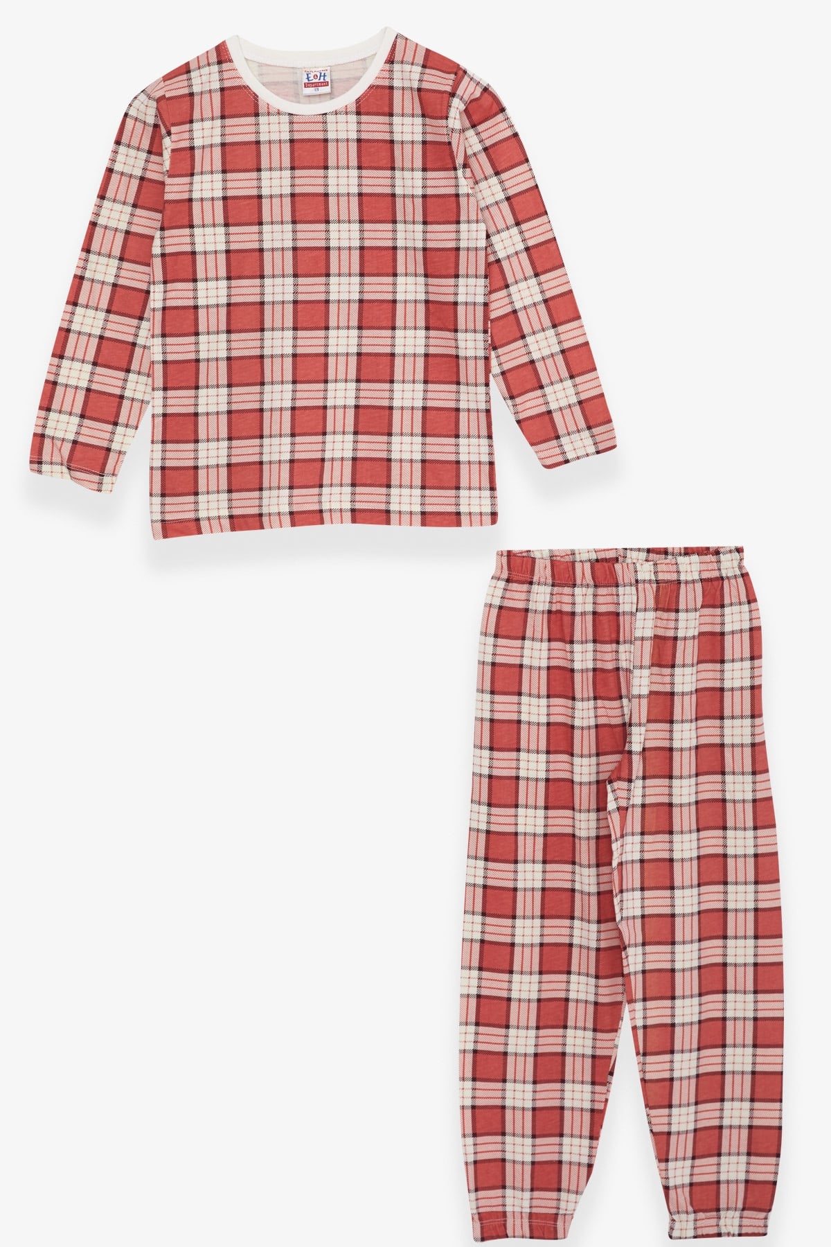 Breeze Erkek Çocuk Pijama Takımı Ekose Desenli Kiremit (4-8 Yaş)