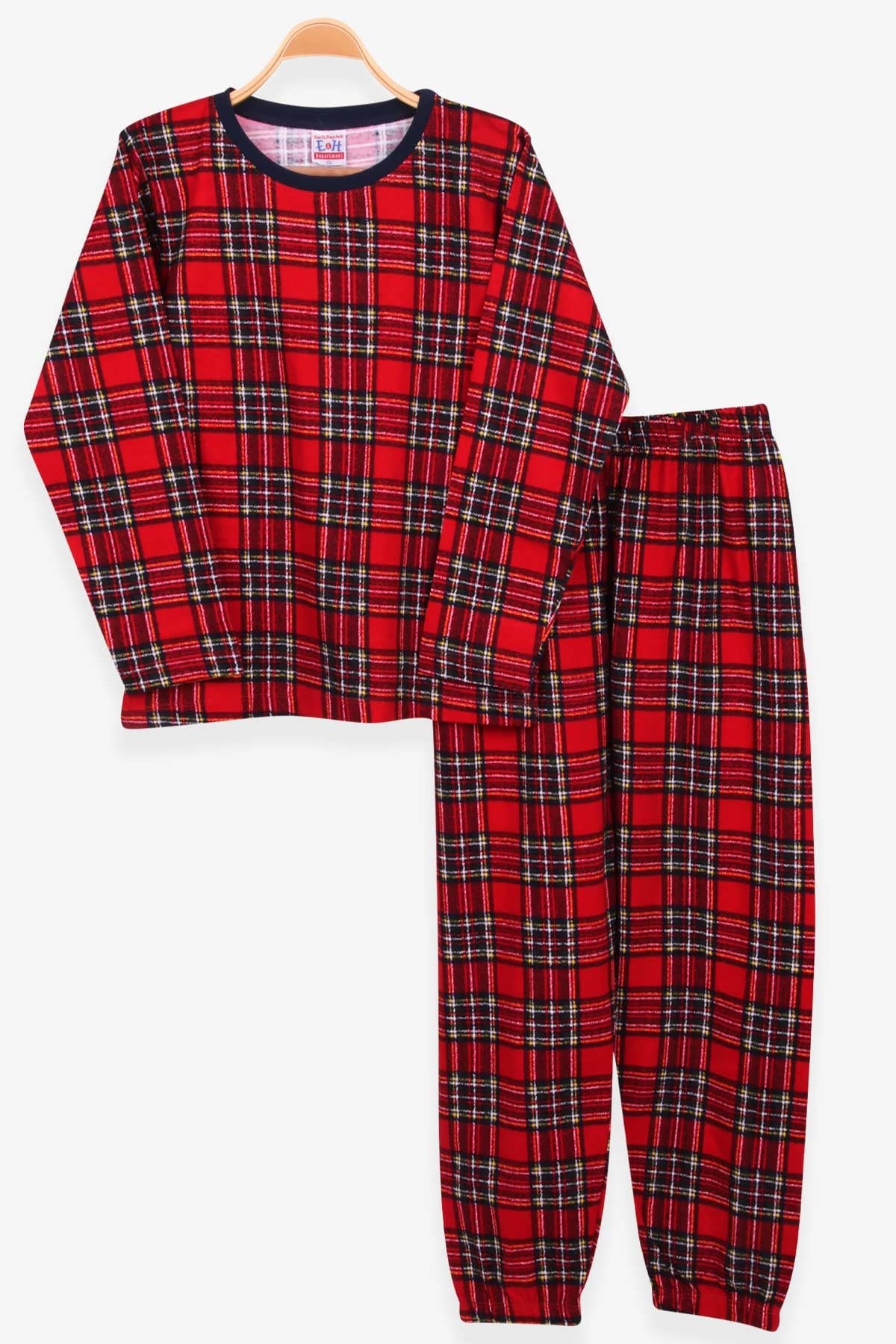 Breeze Erkek Çocuk Pijama Takımı Ekose Desenli Kırmızı (9-12 Yaş)