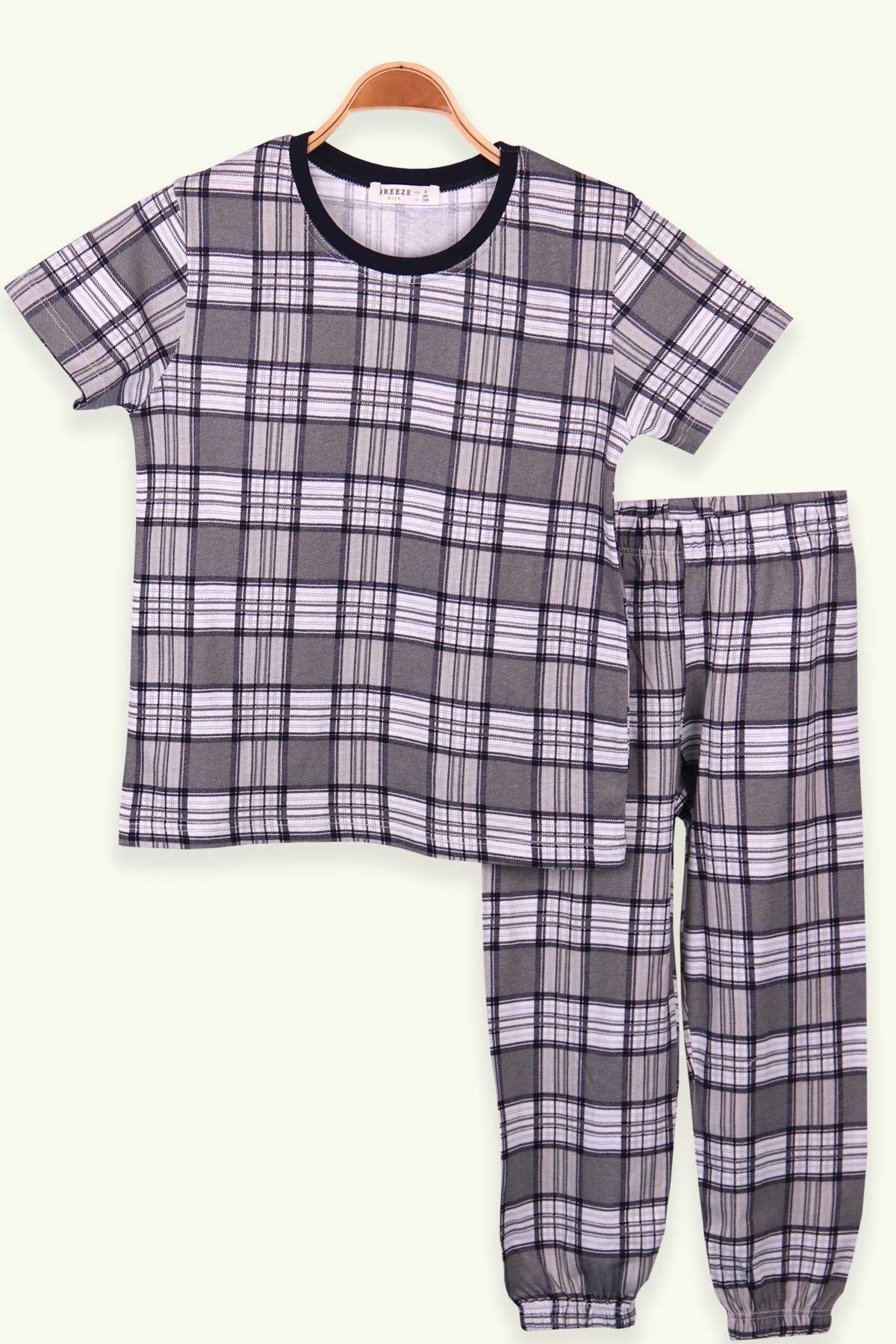 Breeze Erkek Çocuk Pijama Takımı Ekoseli Karışık Renk (4-8 Yaş)