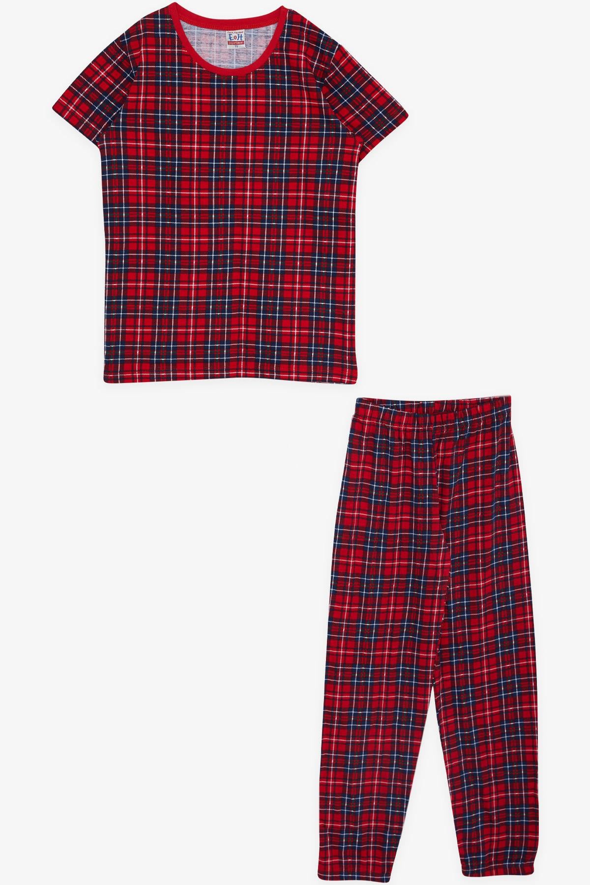 Breeze Erkek Çocuk Pijama Takımı Ekose Desenli Kırmızı (4-8 Yaş)