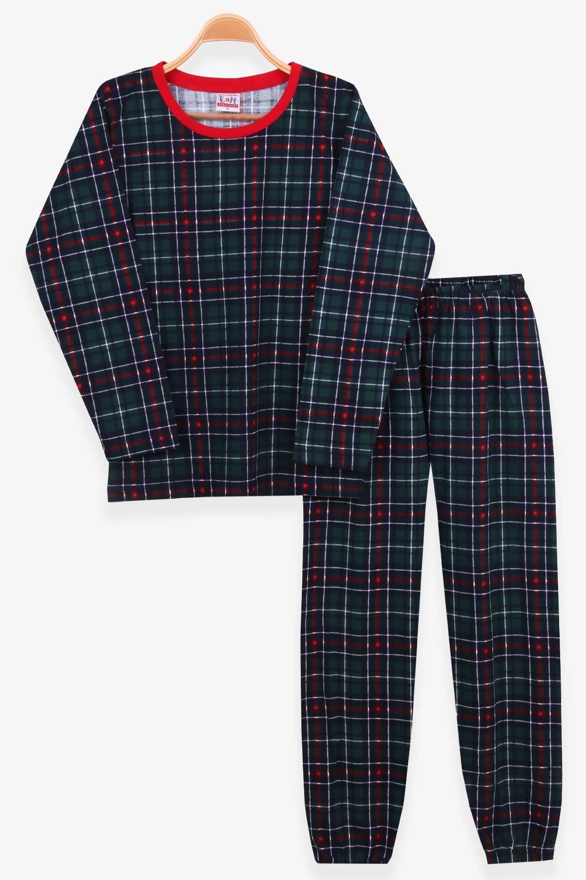 Breeze Erkek Çocuk Pijama Takımı Ekoseli Koyu Yeşil (9-14 Yaş)