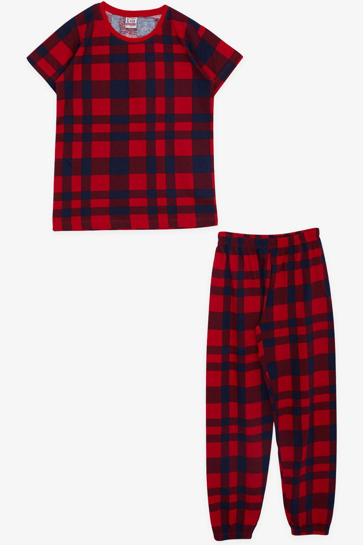 Breeze Erkek Çocuk Pijama Takımı Ekose Desenli Kırmızı (9-14 Yaş)