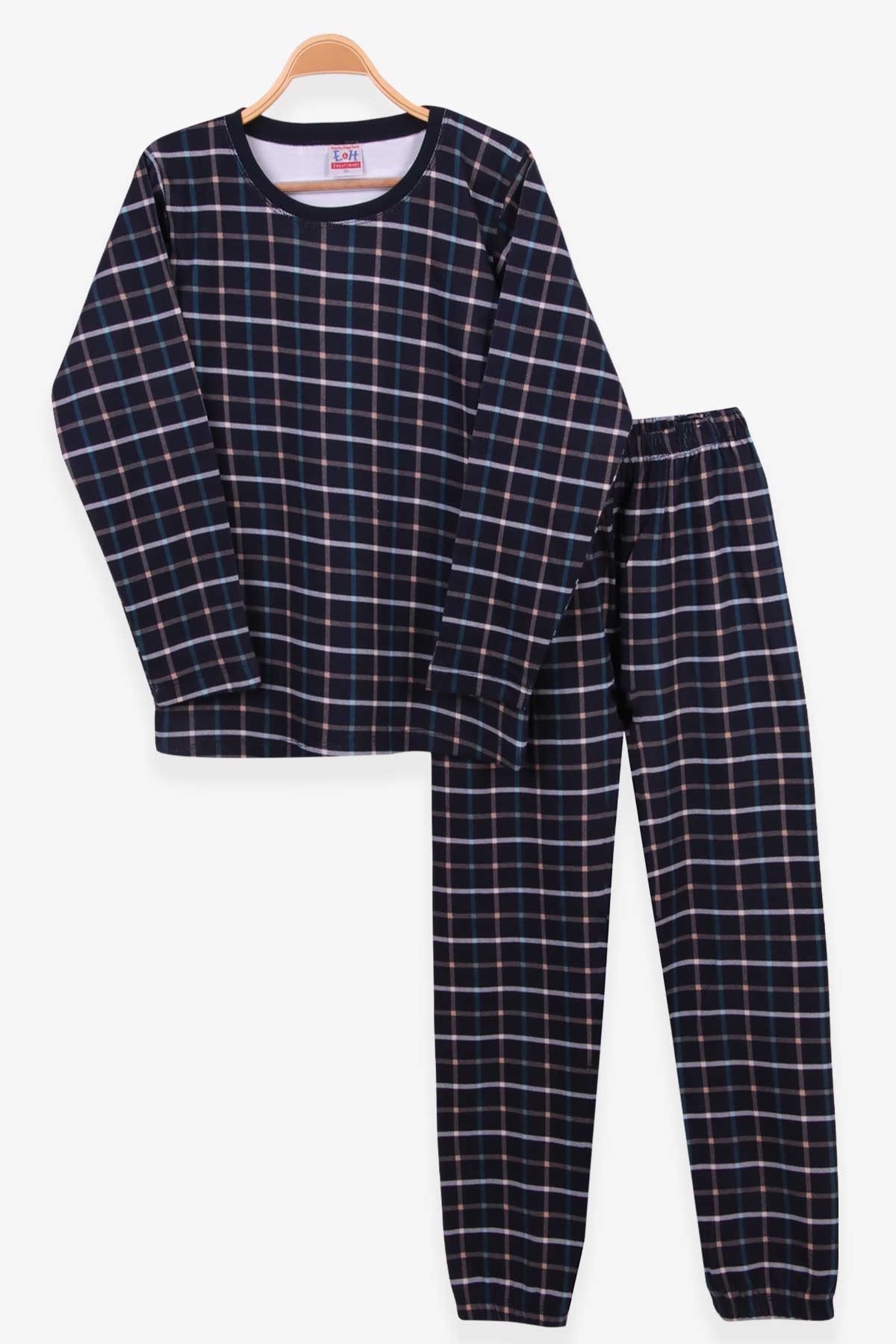 Breeze Erkek Çocuk Pijama Takımı Ekoseli Lacivert (9-14 Yaş)