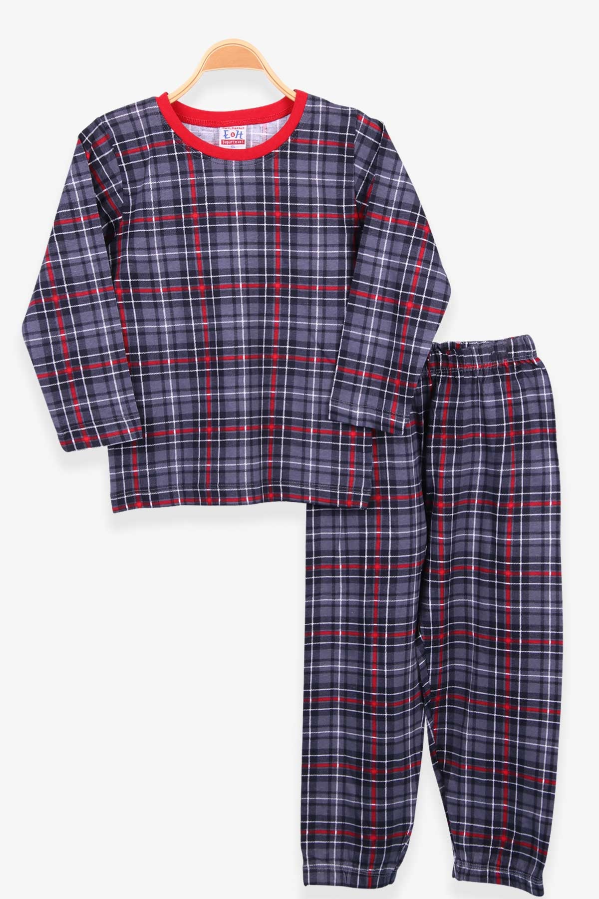Breeze Erkek Çocuk Pijama Takımı Ekoseli Füme (4-8 Yaş)