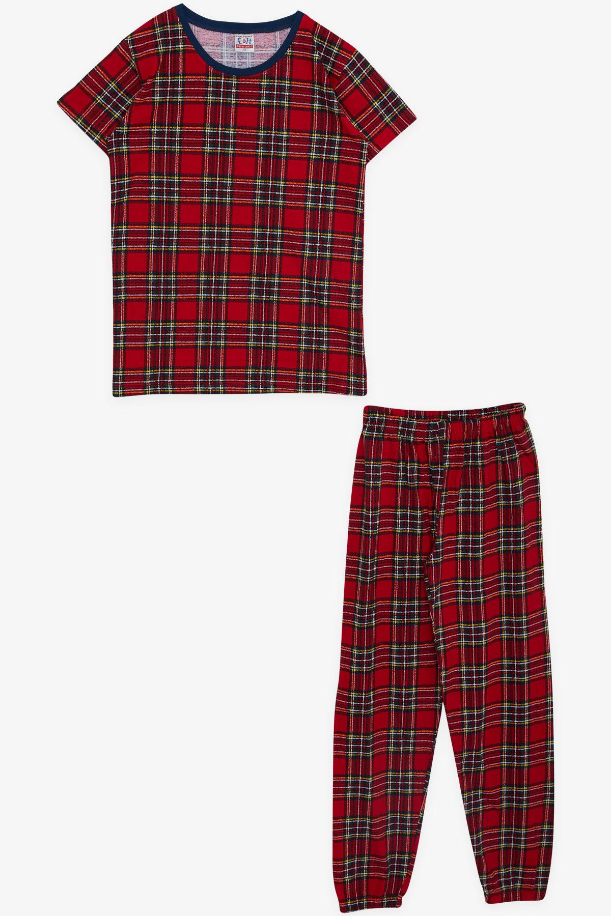 Breeze Erkek Çocuk Pijama Takımı Ekose Desenli Kırmızı (9-14 Yaş)