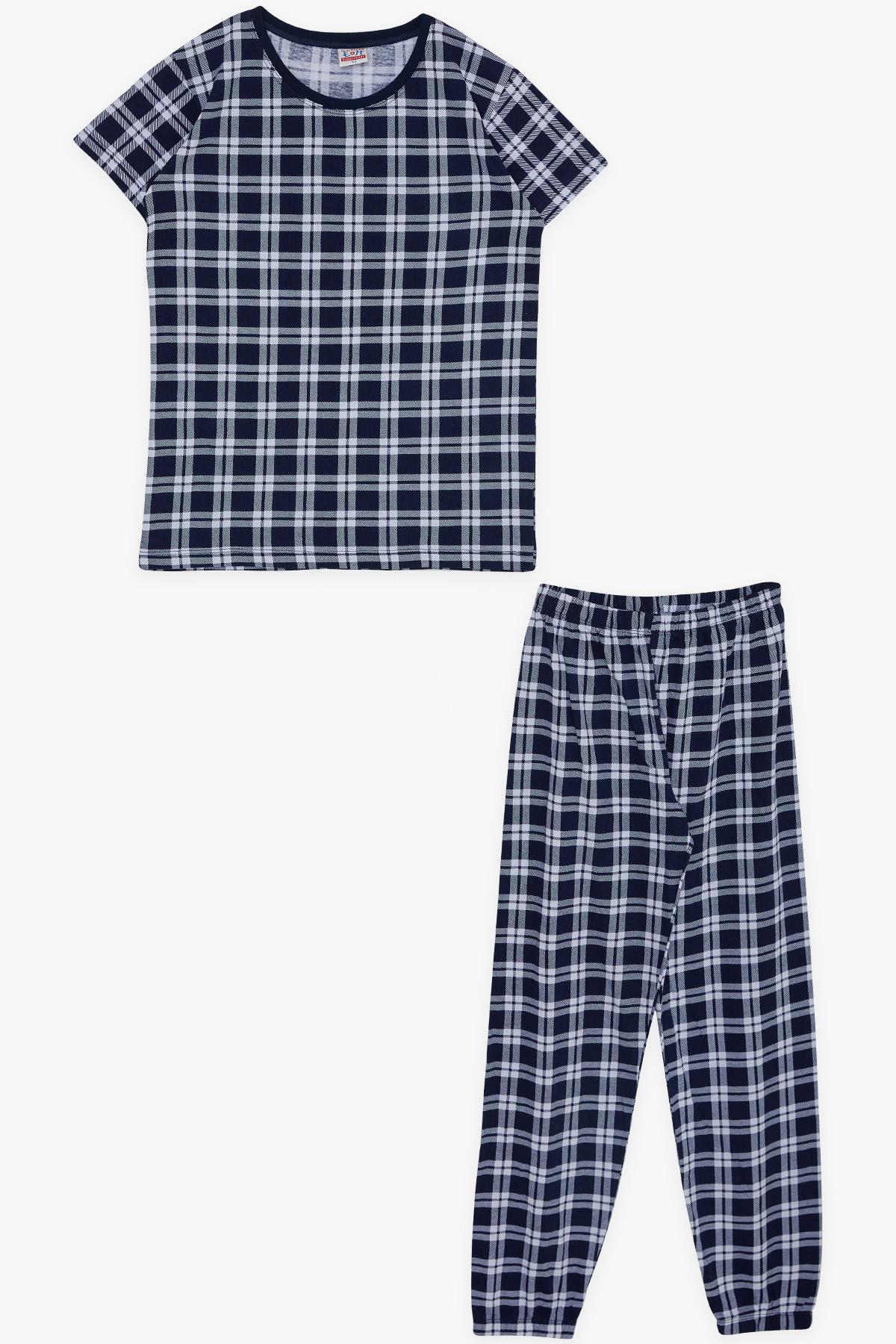 Breeze Erkek Çocuk Pijama Takımı Ekose Desenli Lacivert (9-14 Yaş)