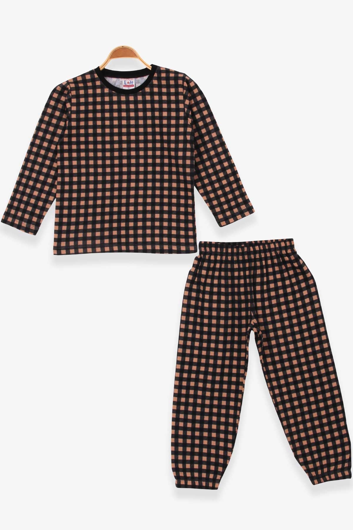 Breeze Erkek Çocuk Pijama Takımı Ekose Desenli Kahverengi (4-8 Yaş)
