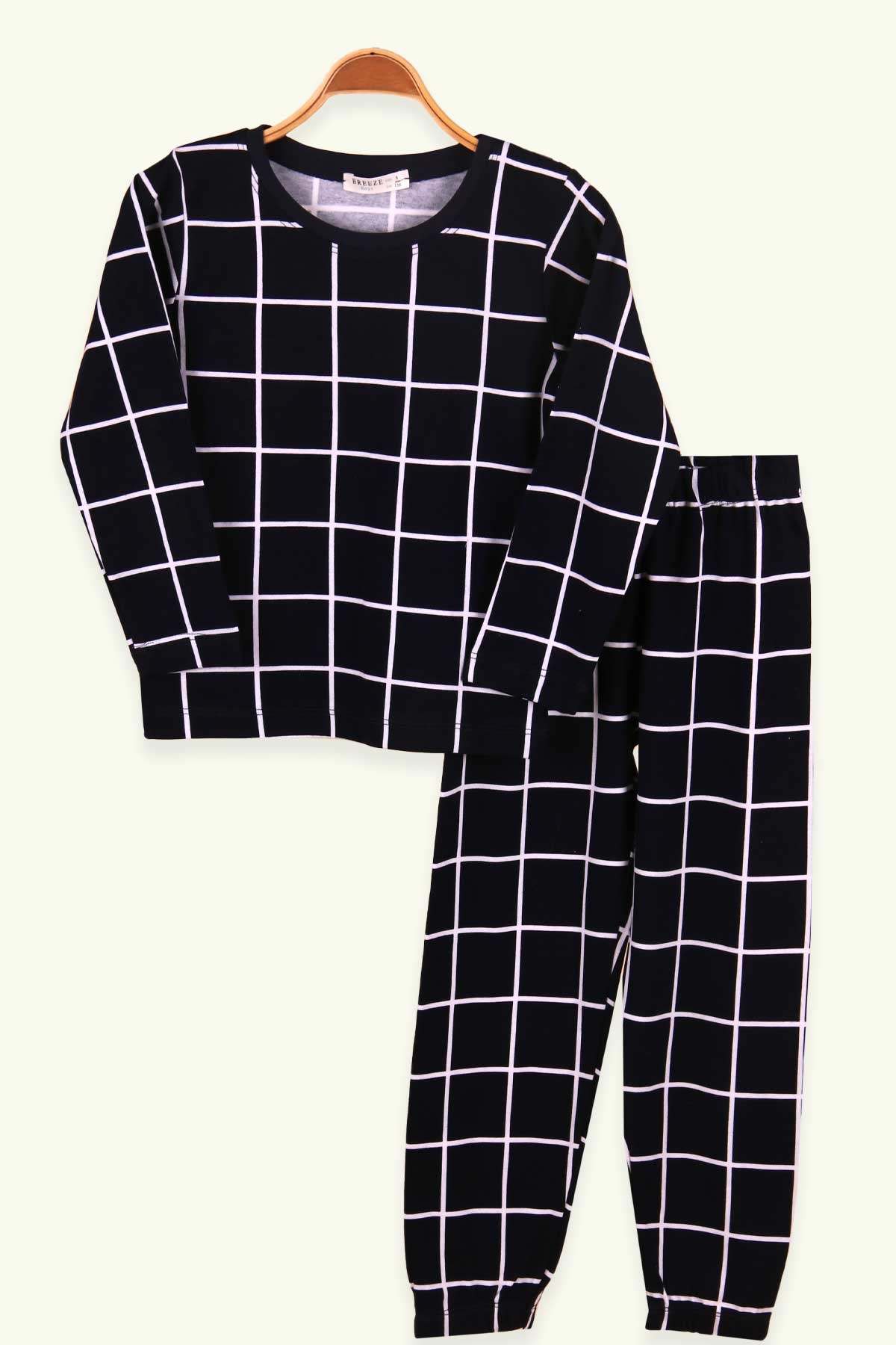 Breeze Erkek Çocuk Pijama Takımı Ekoseli Lacivert (6-10 Yaş)