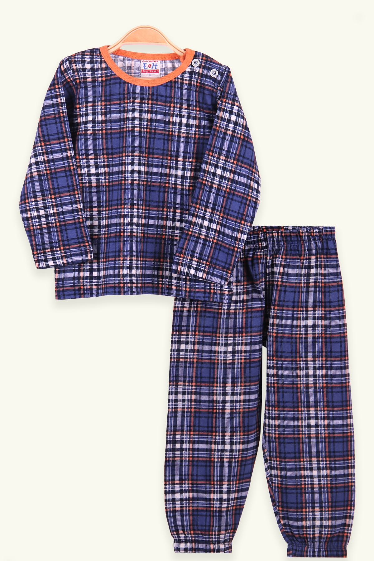 Breeze Erkek Çocuk Pijama Takımı Ekoseli Lacivert (2-6 Yaş)