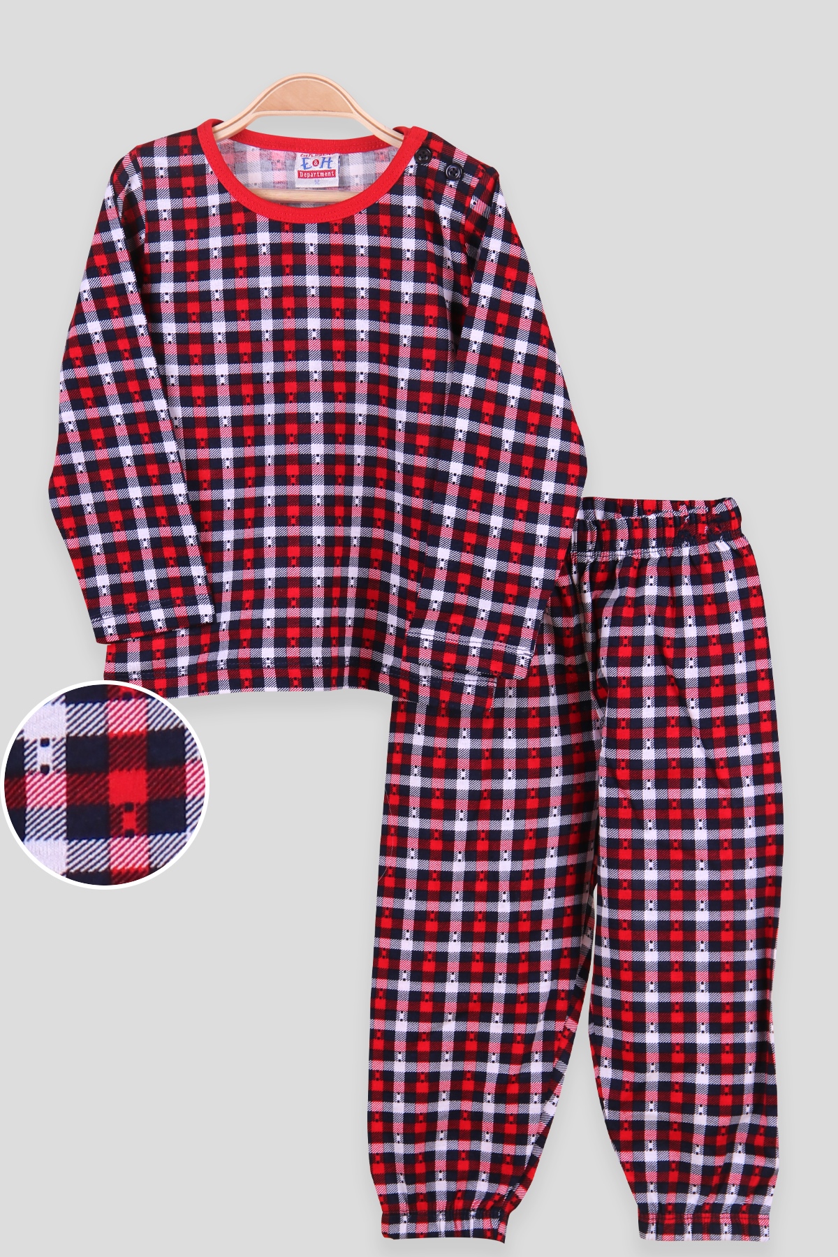 Breeze Erkek Çocuk Pijama Takımı Ekoseli Kırmızı (2-6 Yaş)