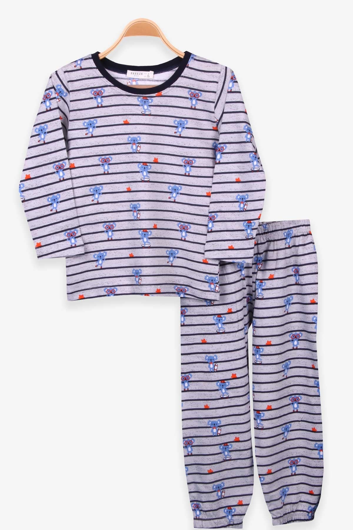 Breeze Erkek Çocuk Pijama Takımı Fare Desenli Gri (4-8 Yaş)