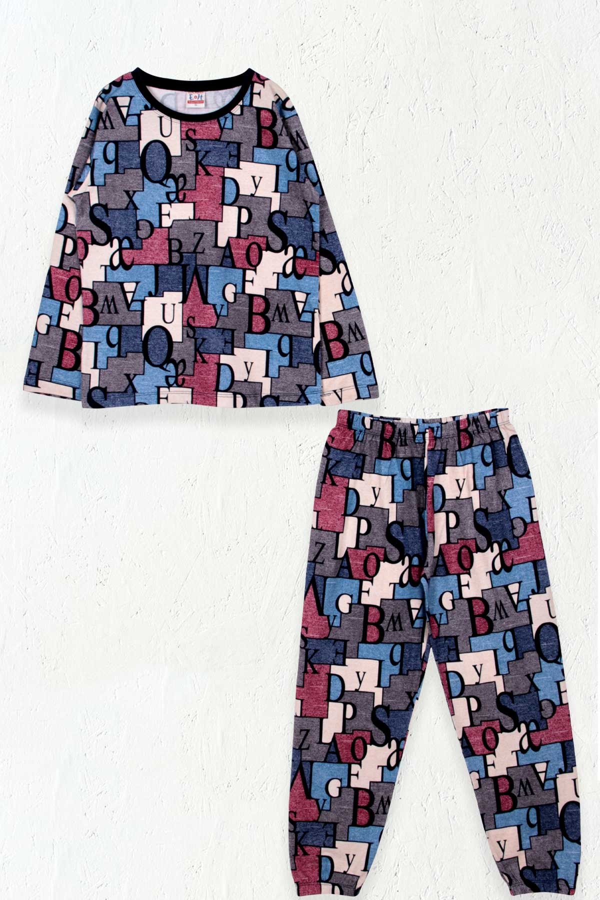 Breeze Erkek Çocuk Pijama Takımı Harf Desenli Karışık Renk (9-12 Yaş)
