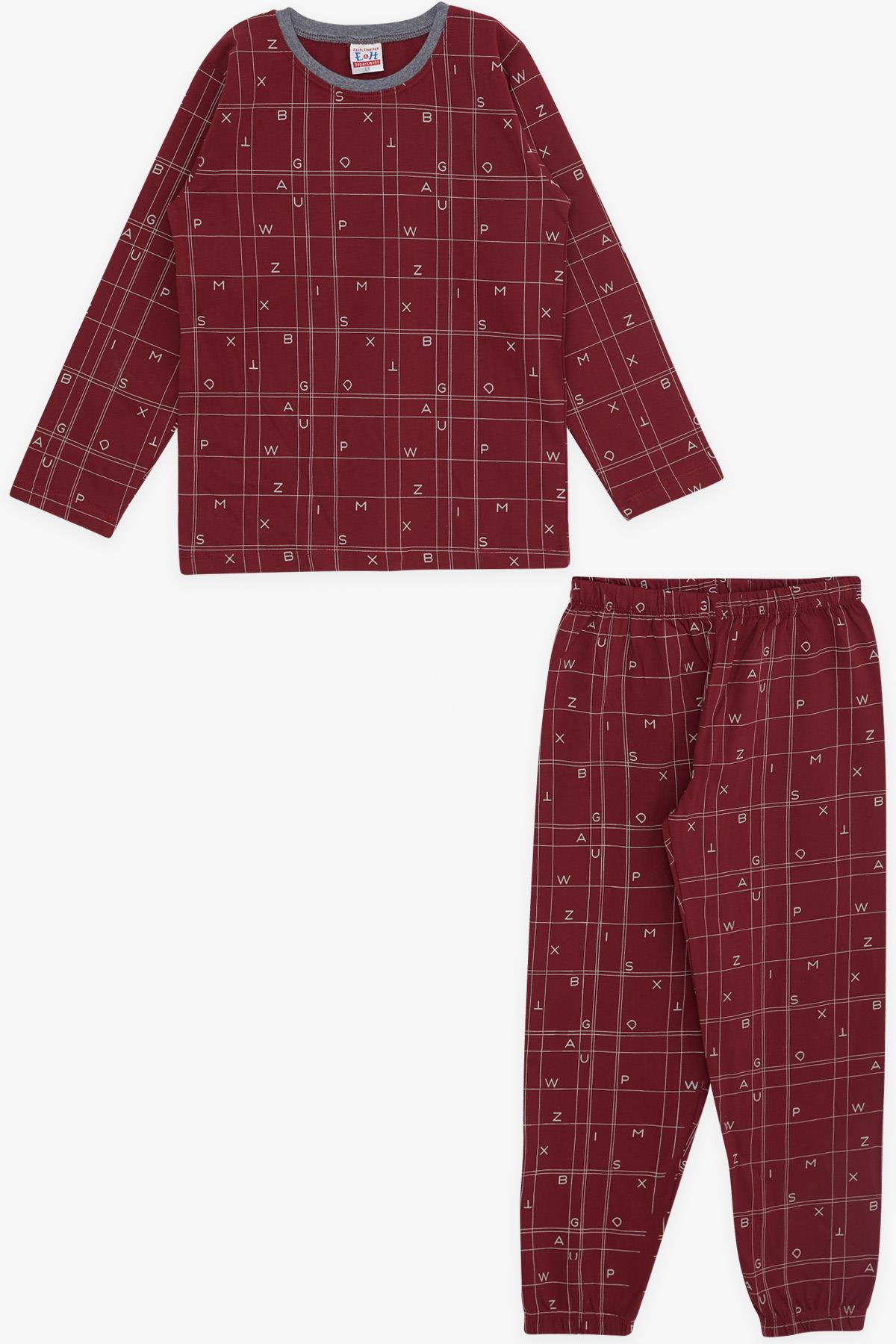 Breeze Erkek Çocuk Pijama Takımı Harf Desenli Bordo (4-8 Yaş)
