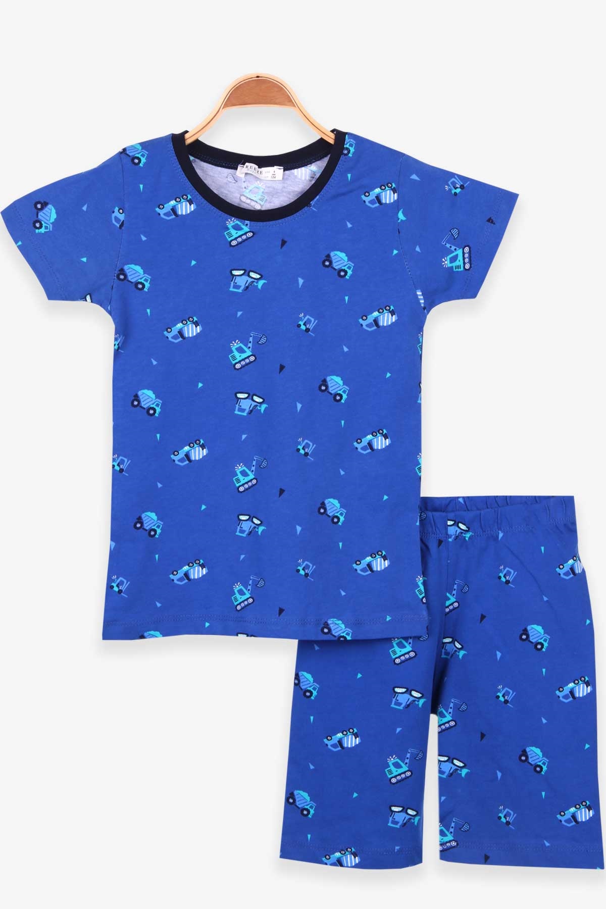 Breeze Erkek Çocuk Pijama Takımı İş Makineleri Desenli Koyu Mavi (4-8 Yaş)