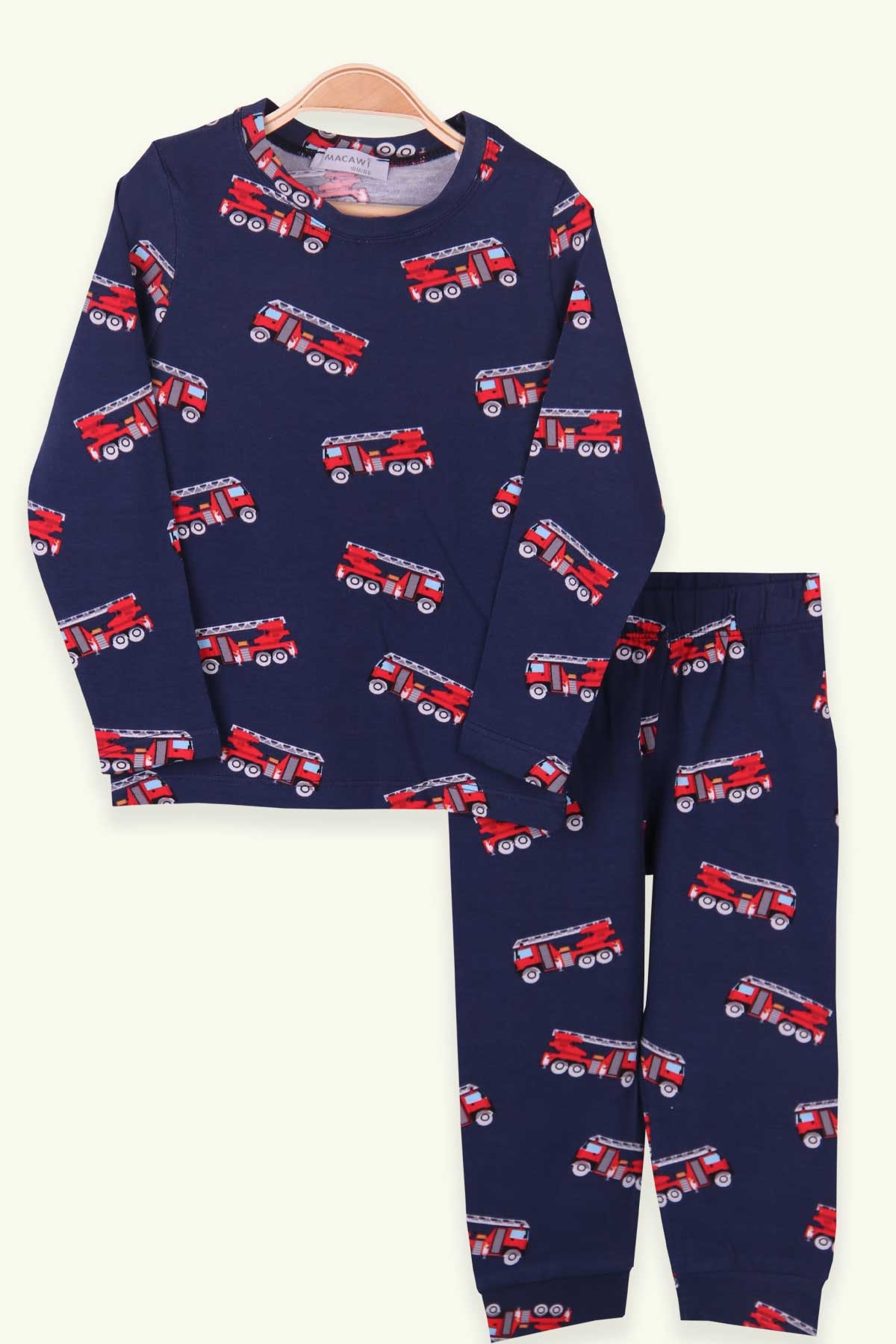 Breeze Erkek Çocuk Pijama Takımı İtfaiye Arabası Desenli Lacivert (1.5-4 Yaş)
