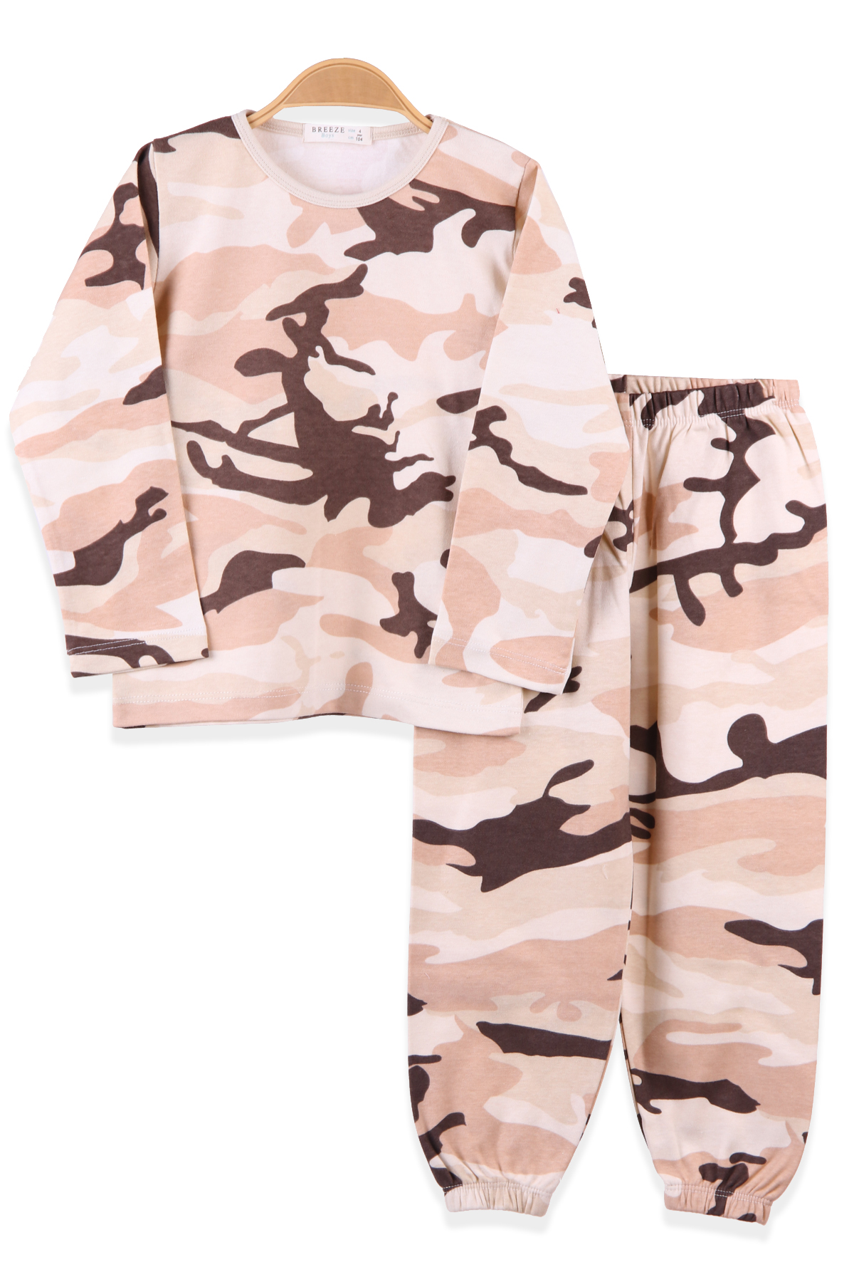 BREEZE Erkek Çocuk Pijama Takımı Kamuflajlı Kahverengi (4-7 Yaş)