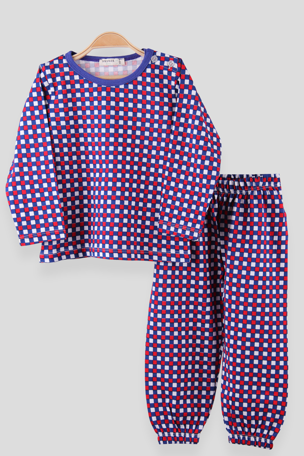 Breeze Erkek Çocuk Pijama Takımı Kareli Lacivert (2-6 Yaş)