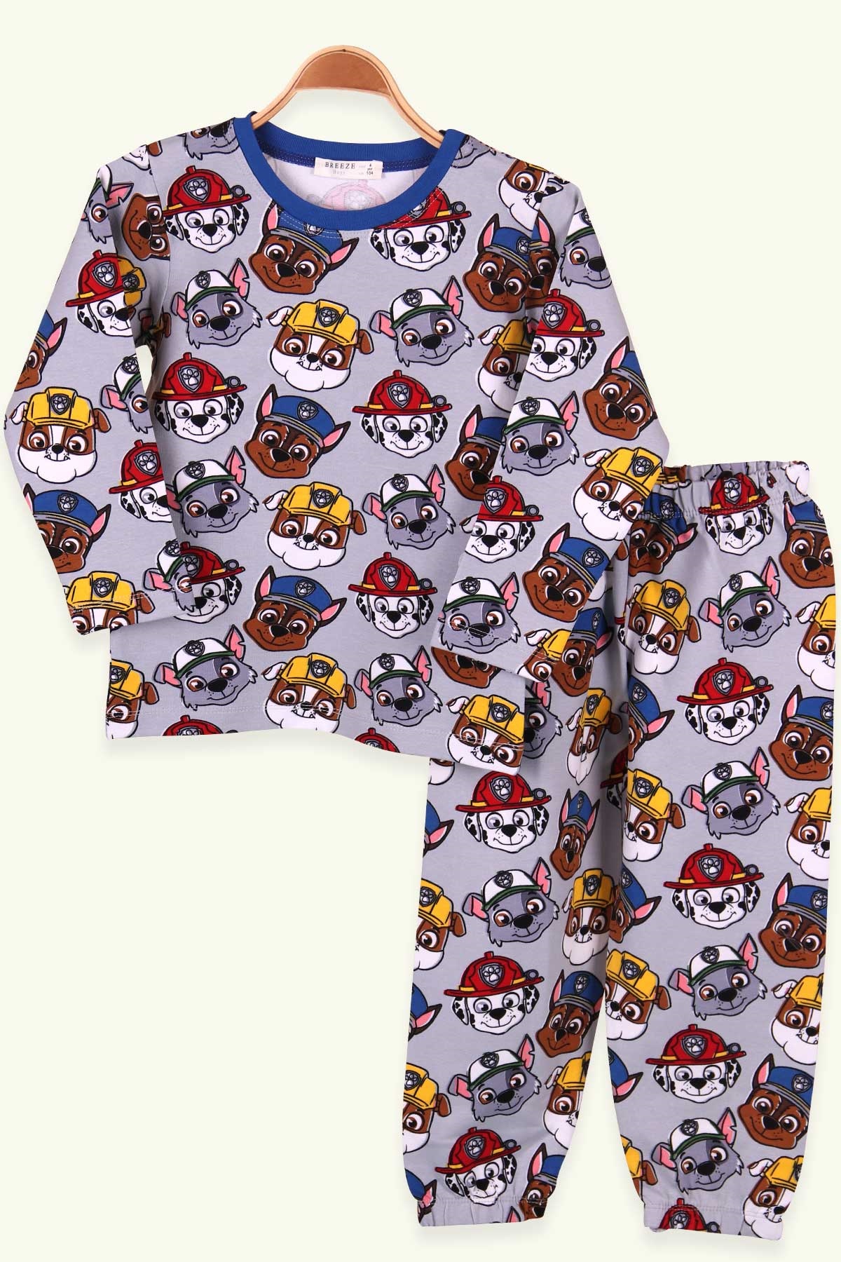 Breeze Erkek Çocuk Pijama Takımı Köpek Timi Desenli Gri (4-8 Yaş)