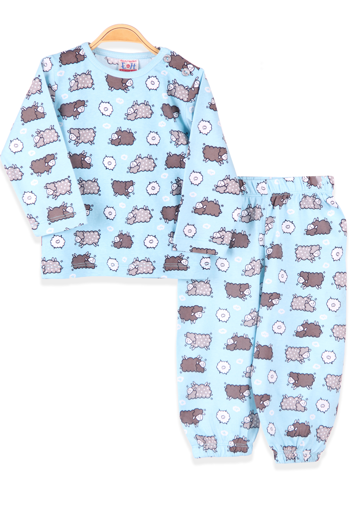 BREEZE Erkek Çocuk Pijama Takımı Koyunlu Mavi (1-4 Yaş)
