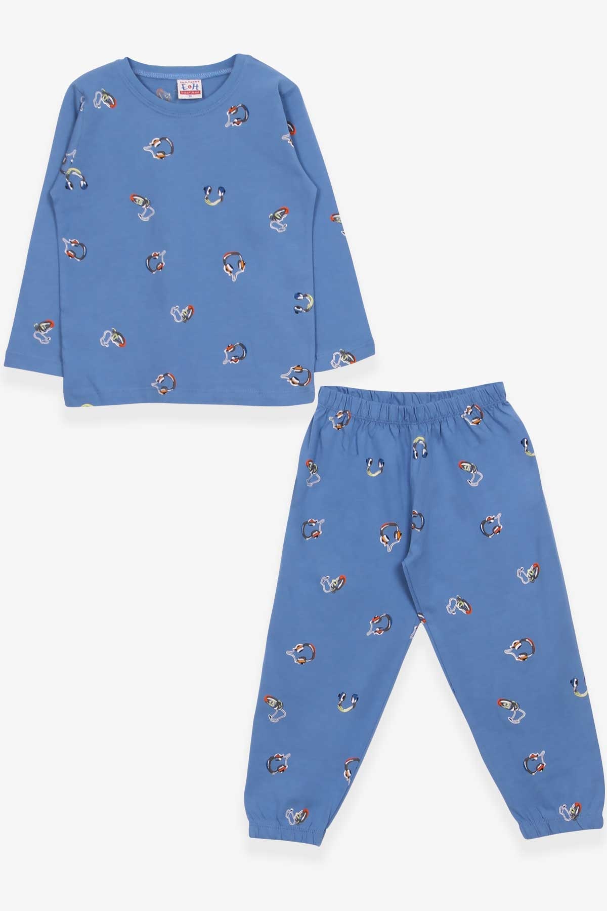 Erkek Çocuk Pijama Takımı Kulaklık Baskılı Mavi 8 Yaş - Yumuşak Kumaşlı  Çocuk Pijamaları | Breeze