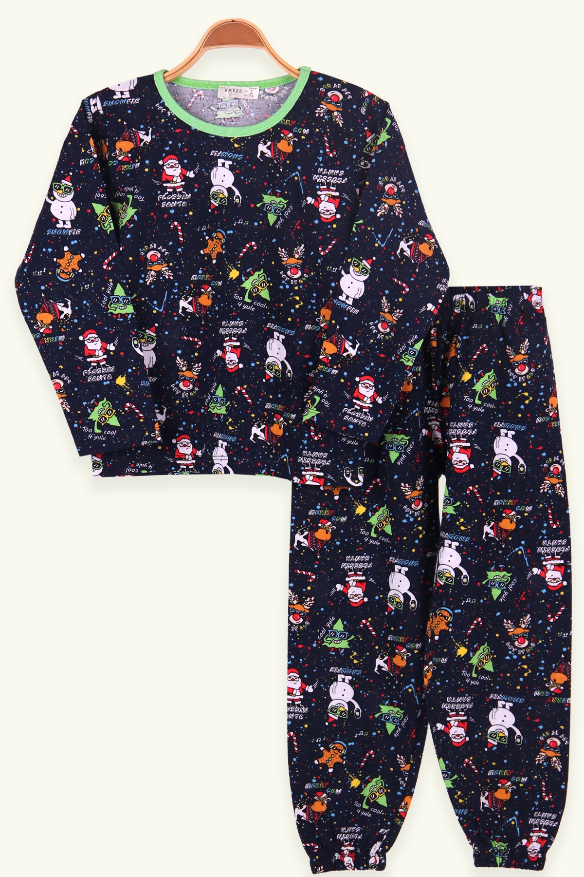 Breeze Erkek Çocuk Pijama Takımı Noel Temalı Lacivert (6-10 Yaş)