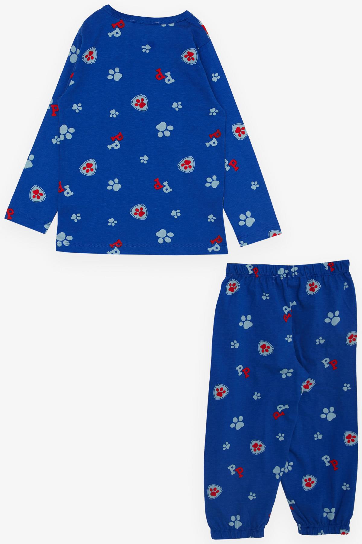 Erkek Çocuk Pijama Takımı Pati Desenli Saks Mavisi 2 Yaş - Yumuşak Kumaşlı  Çocuk Pijamaları | Breeze